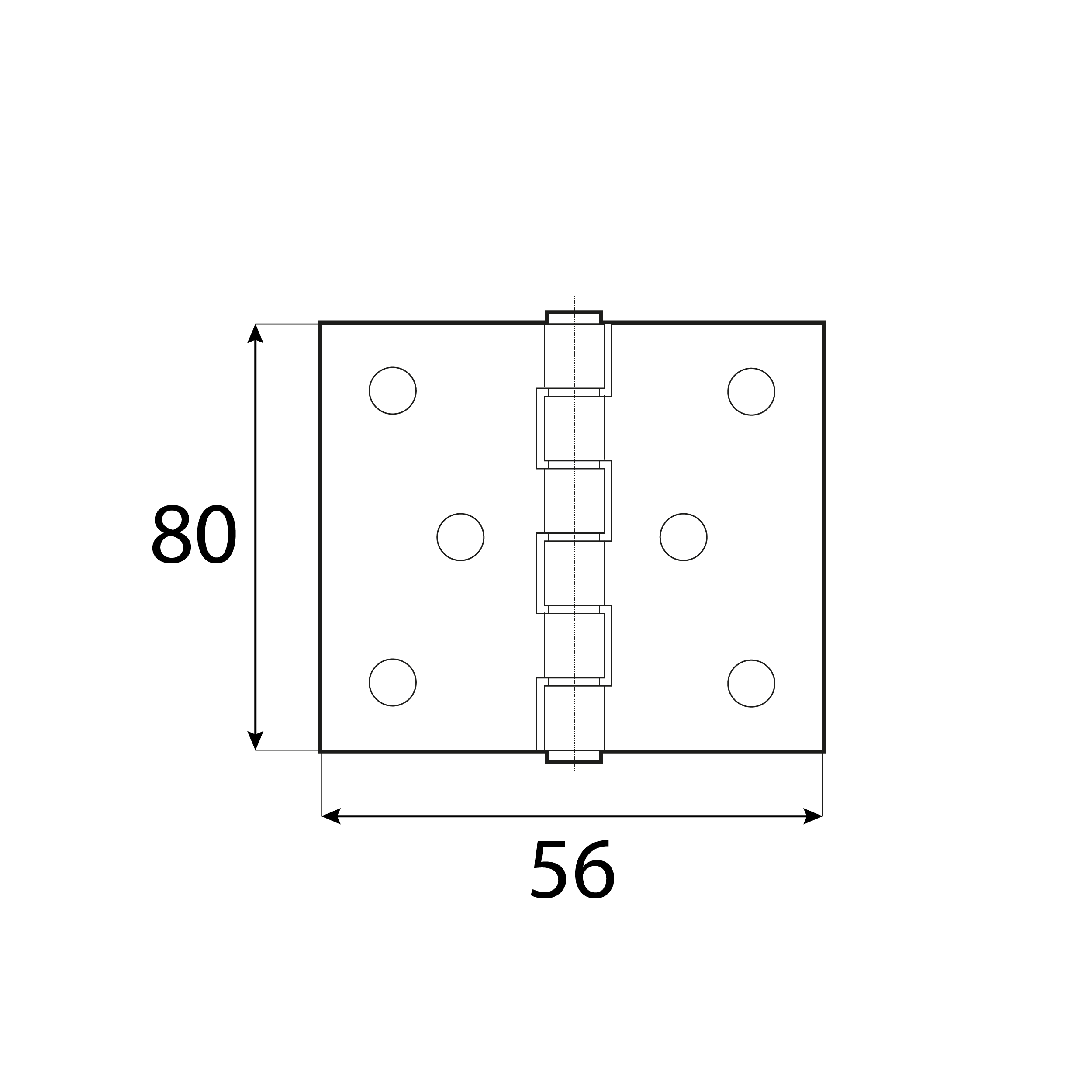 Zawias płaski budowlany splatany ZS 80, 80 mm, srebrny, 56 mm, 80x56x1,5 mm 2.