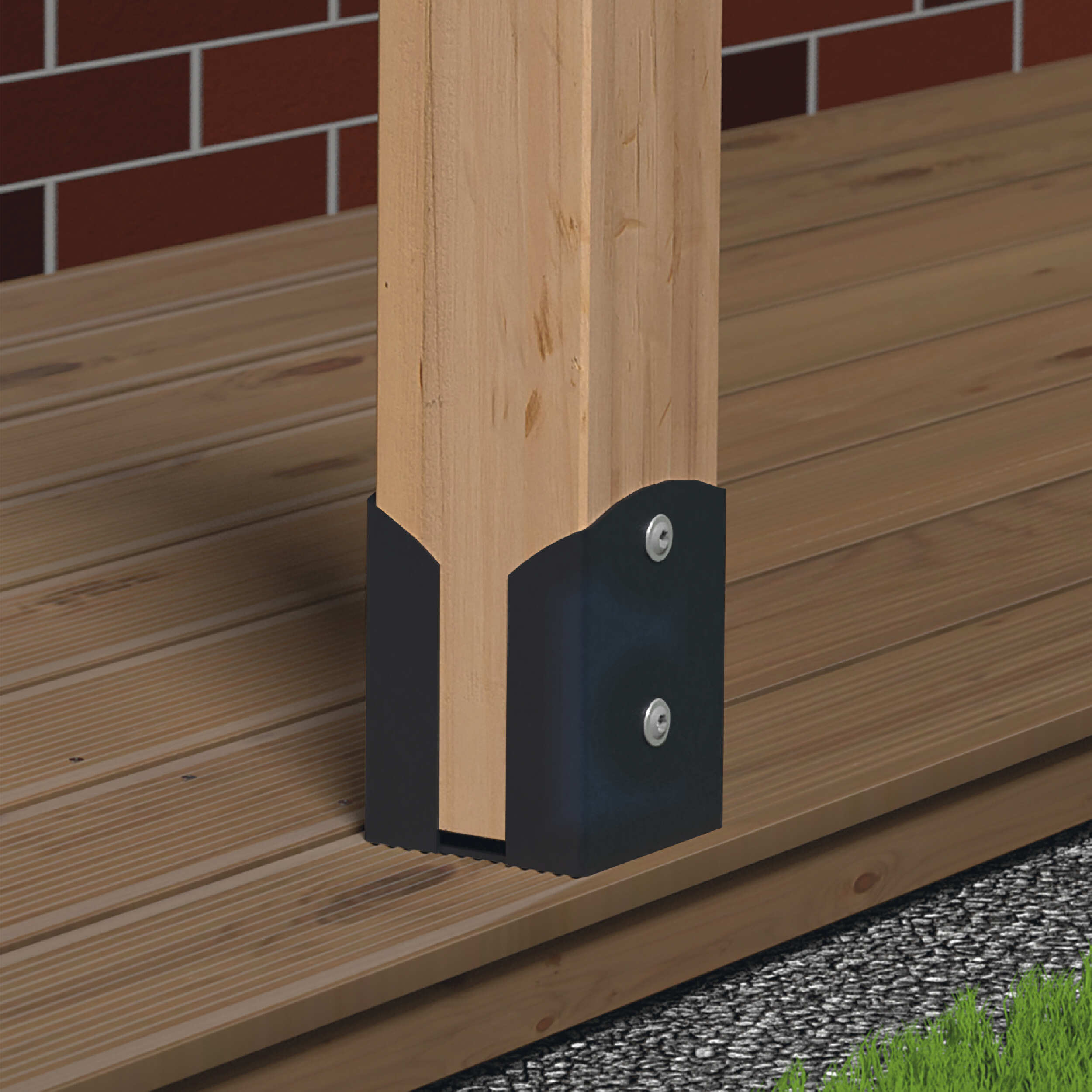 Podstawa słupa kotwa przykręcana podwójna prostokątna - PSPW | 120 mm | Czarny Podstawa słupa kotwa przykręcana podwójna prostokątna PSPW, 120 mm, czarny, 121x150x2,5 mm czarny.