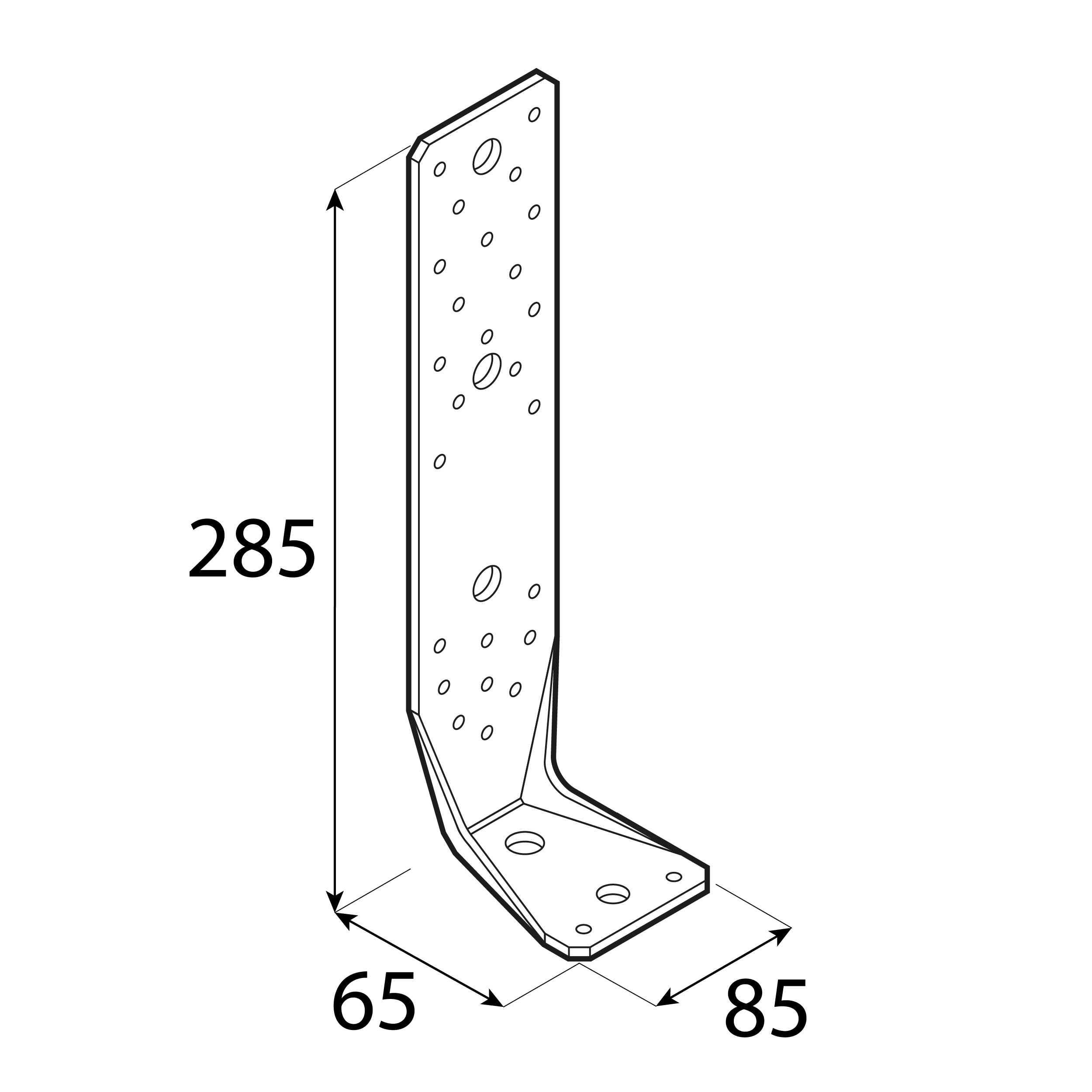 Kątownik wzmacniany drewno beton - LBZ 285 | 285x65x85 mm | 4 mm Kątownik wzmacniany drewno beton - LBZ 285 | 285x65x85 mm | 4 mm