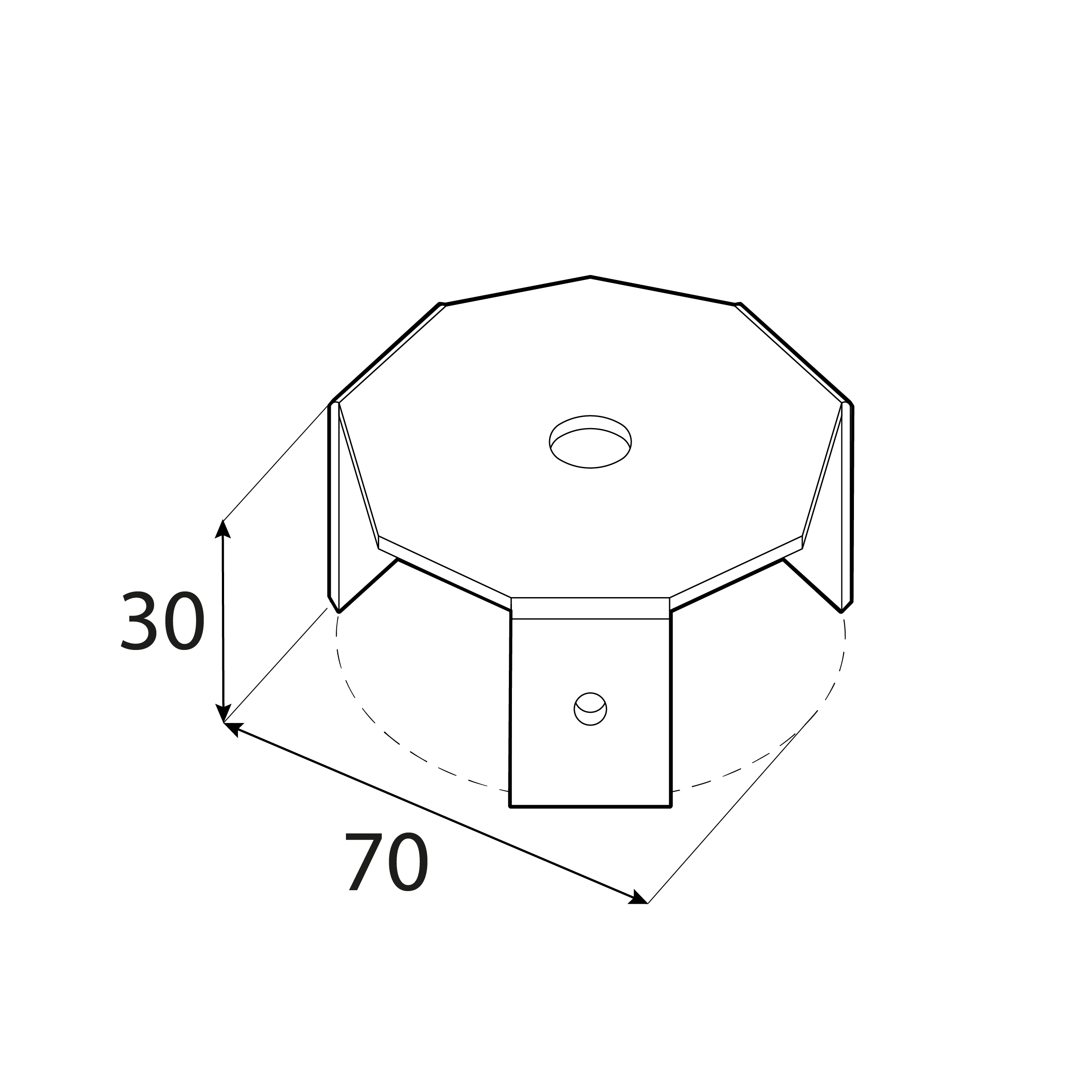 Adapter PWOM 3, do podstaw słupa 69x30x2,0 mm, ujęcie 1.