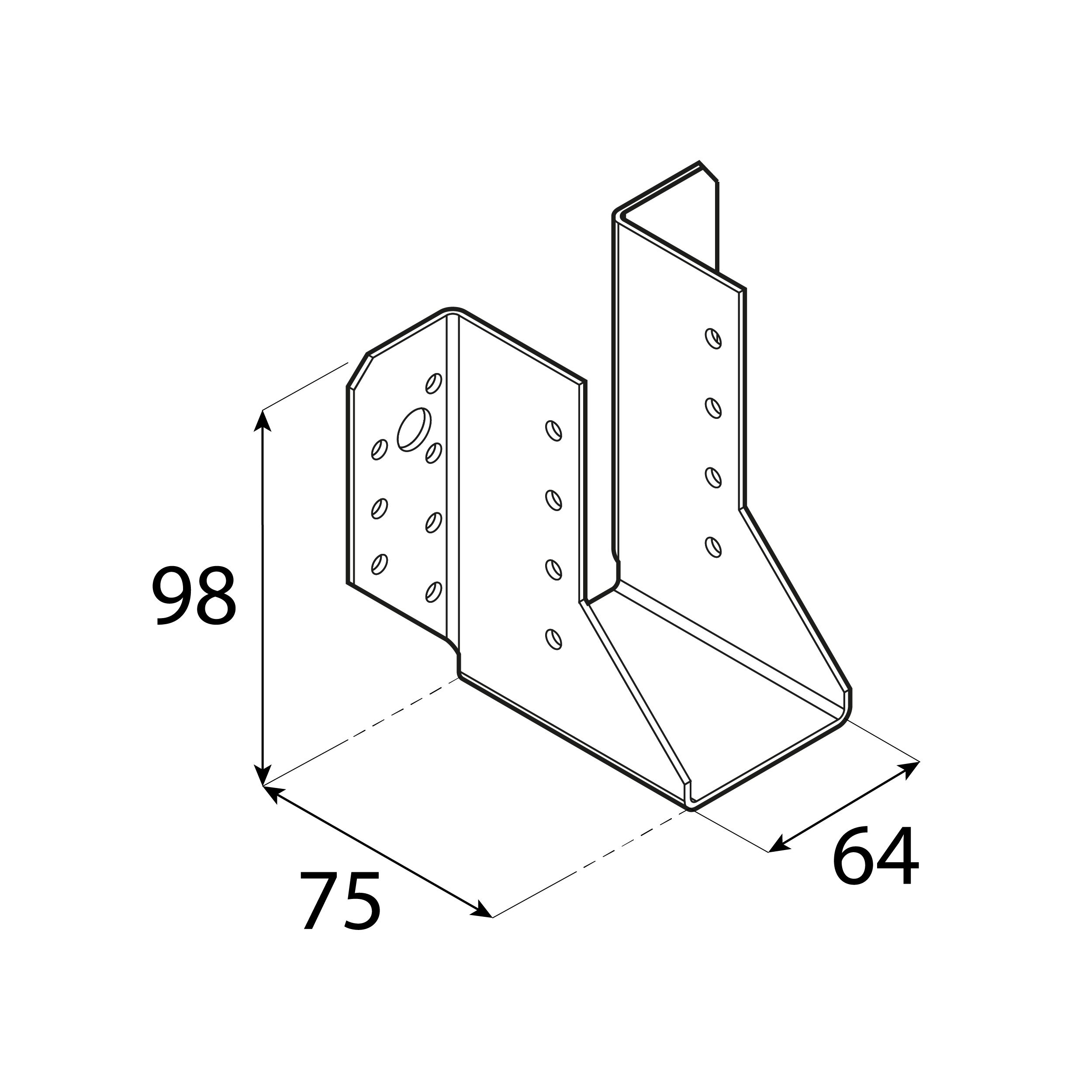 Wieszak belki uchwyt belki drewnianej - WB 19 | 64x98x75 mm | Srebrny
