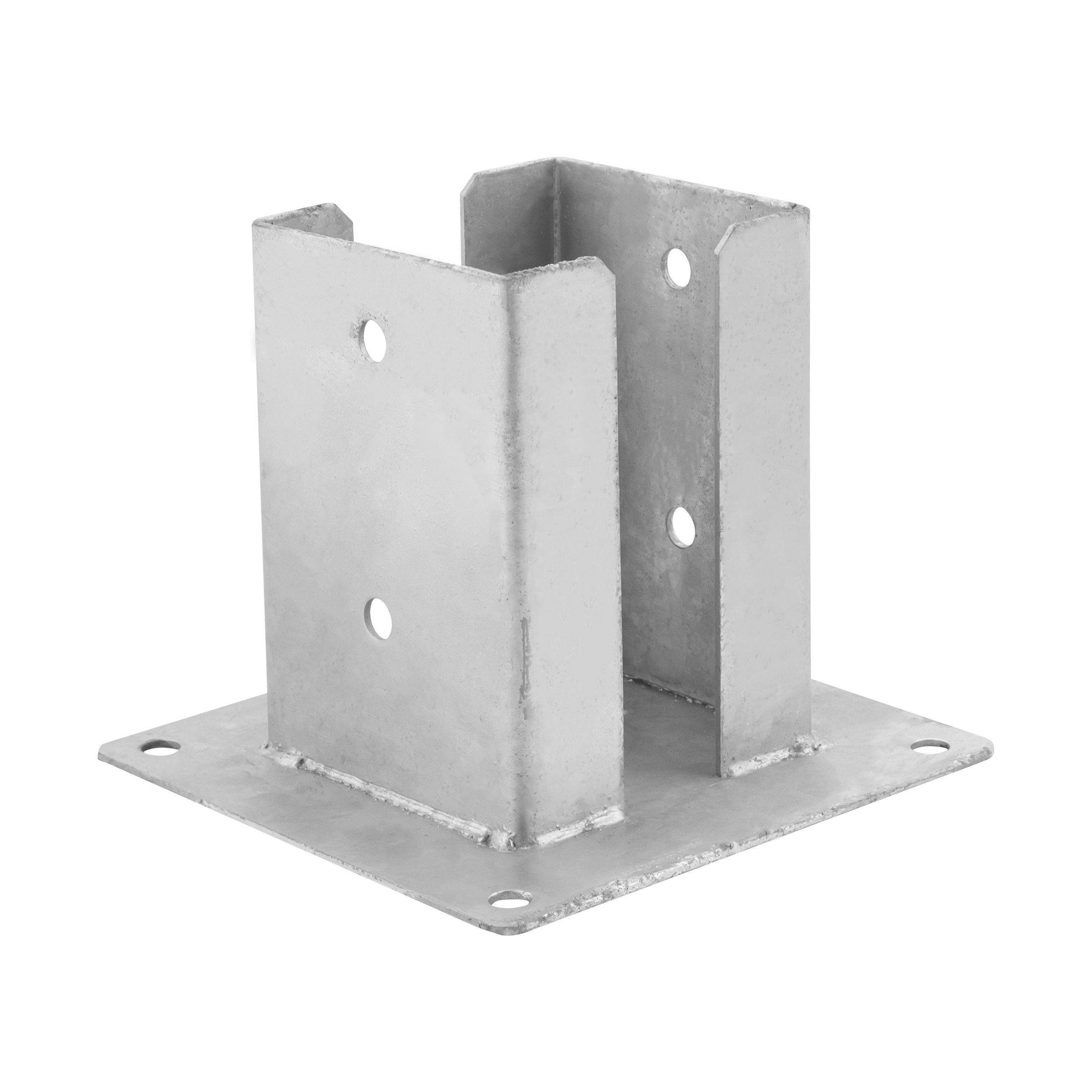 Podstawa słupa kotwa przykręcana podwójna z podstawą prostokątną PSPD, 90 mm, srebrny, 91x150x2,0 mm.