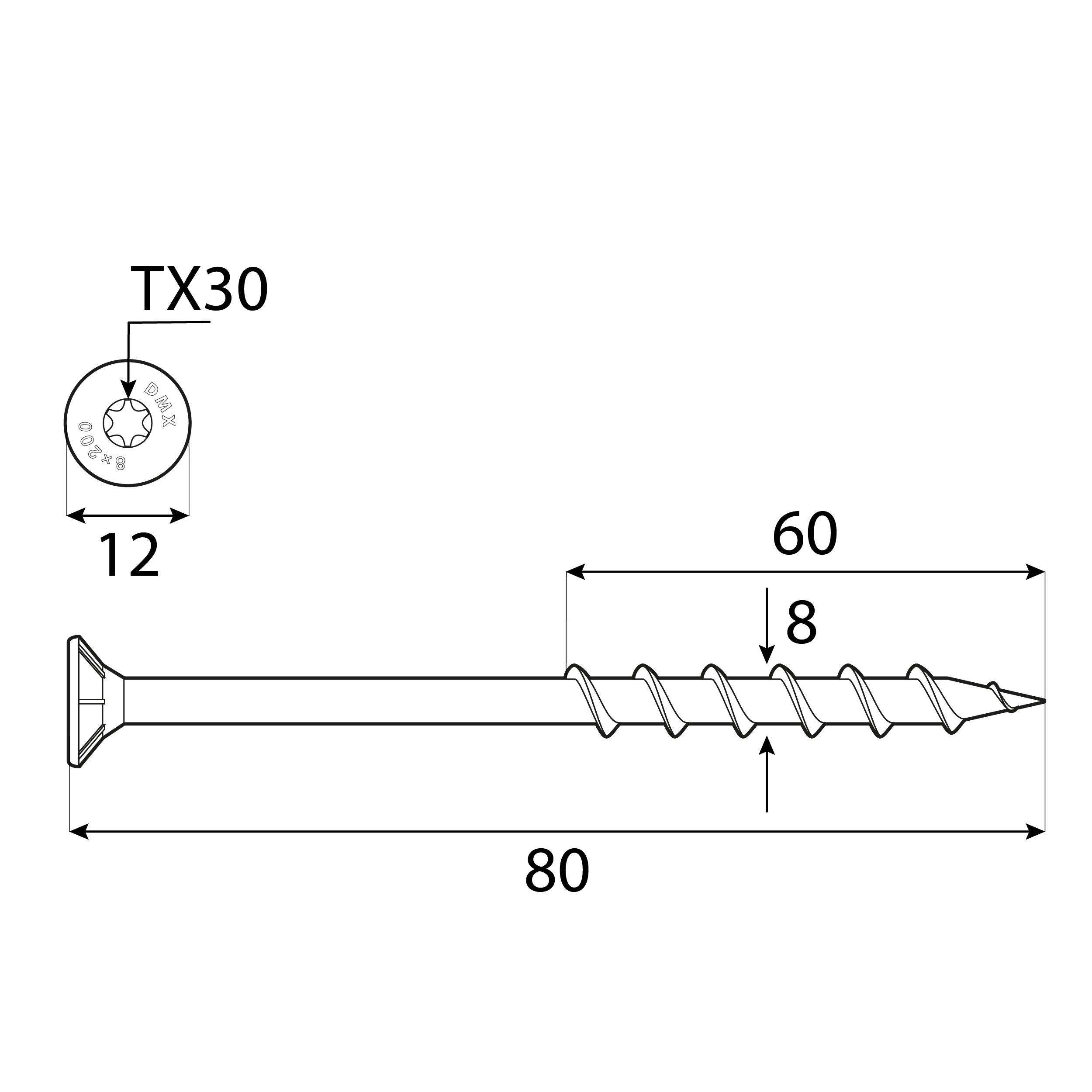 Wkręty do gazobetonu z łbem stożkowym TORX GS, 8x80 mm, srebrny, 50 szt., 8x80 mm, Hartowana stal węglowa, ujęcie 1.