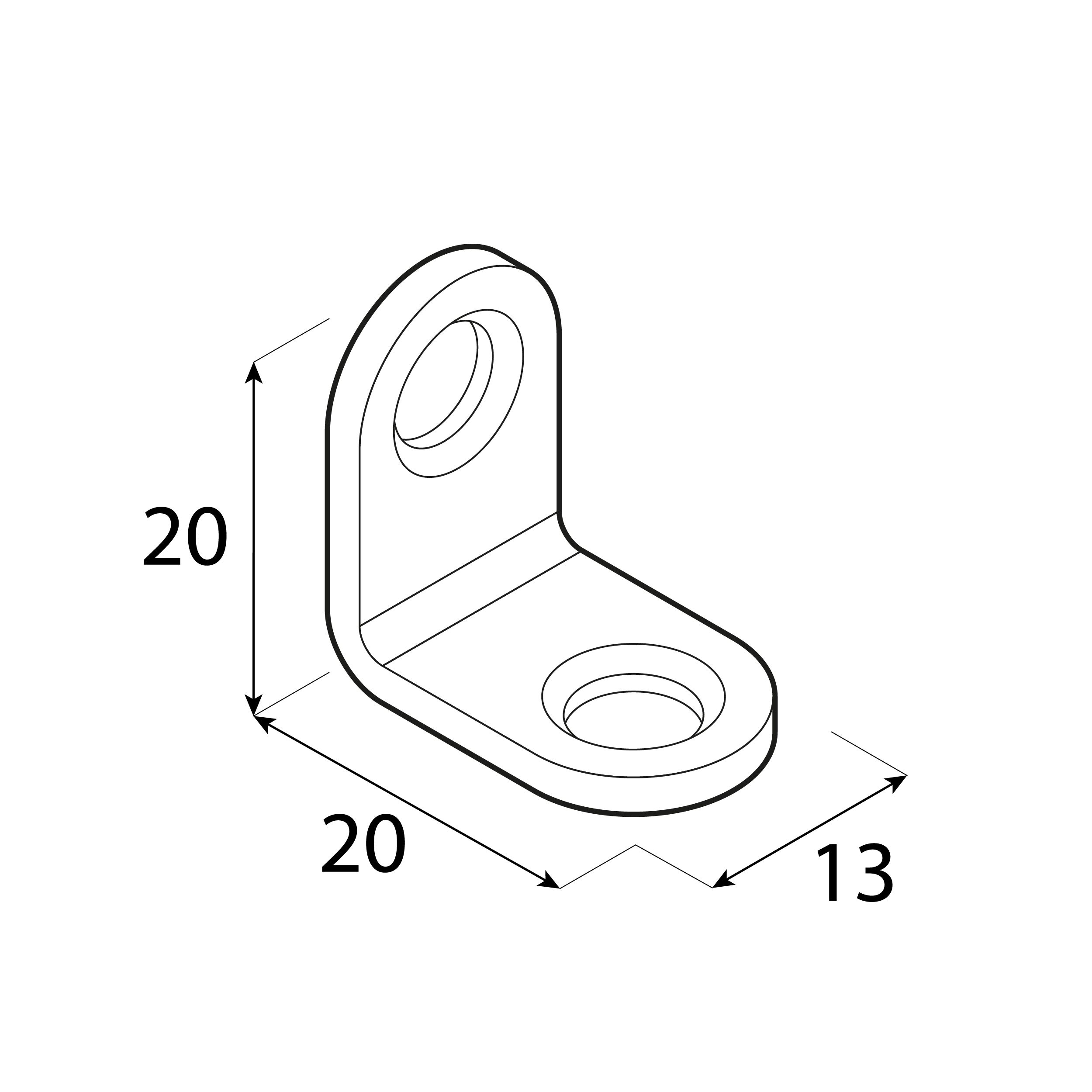 Kątownik meblowy montażowy zaokrąglony FKW 20, 20x20x13 mm, 25 szt., Stal konstrukcyjna DC01, srebrny, ujęcie 2.