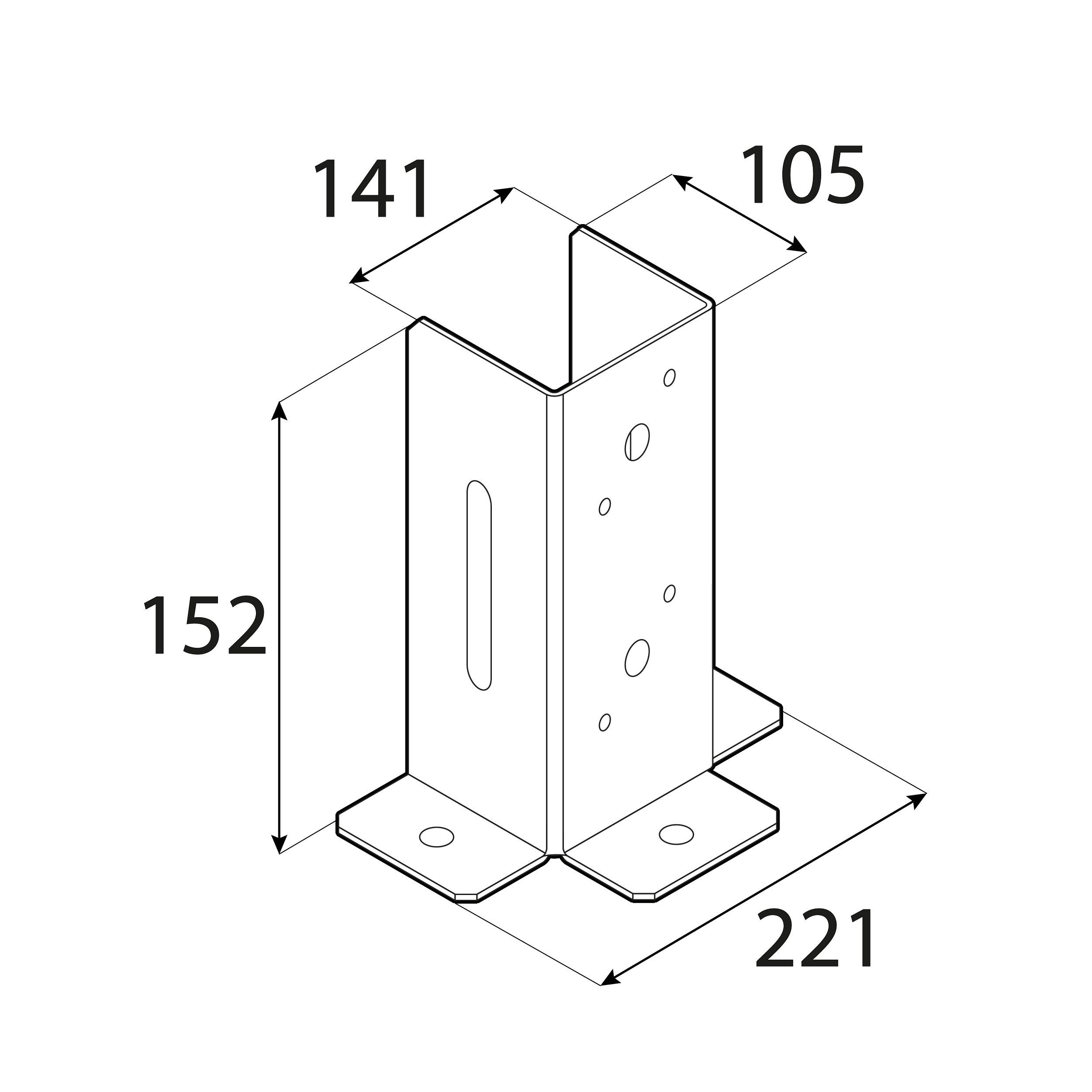 Podstawa słupa kotwa przykręcana otwarta z regulacją - PSD DX | 140 mm | Srebrny Podstawa słupa kotwa przykręcana otwarta z regulacją PSD DX, 140 mm, srebrny, 140x154x2,0 mm 2, ujęcie 1.