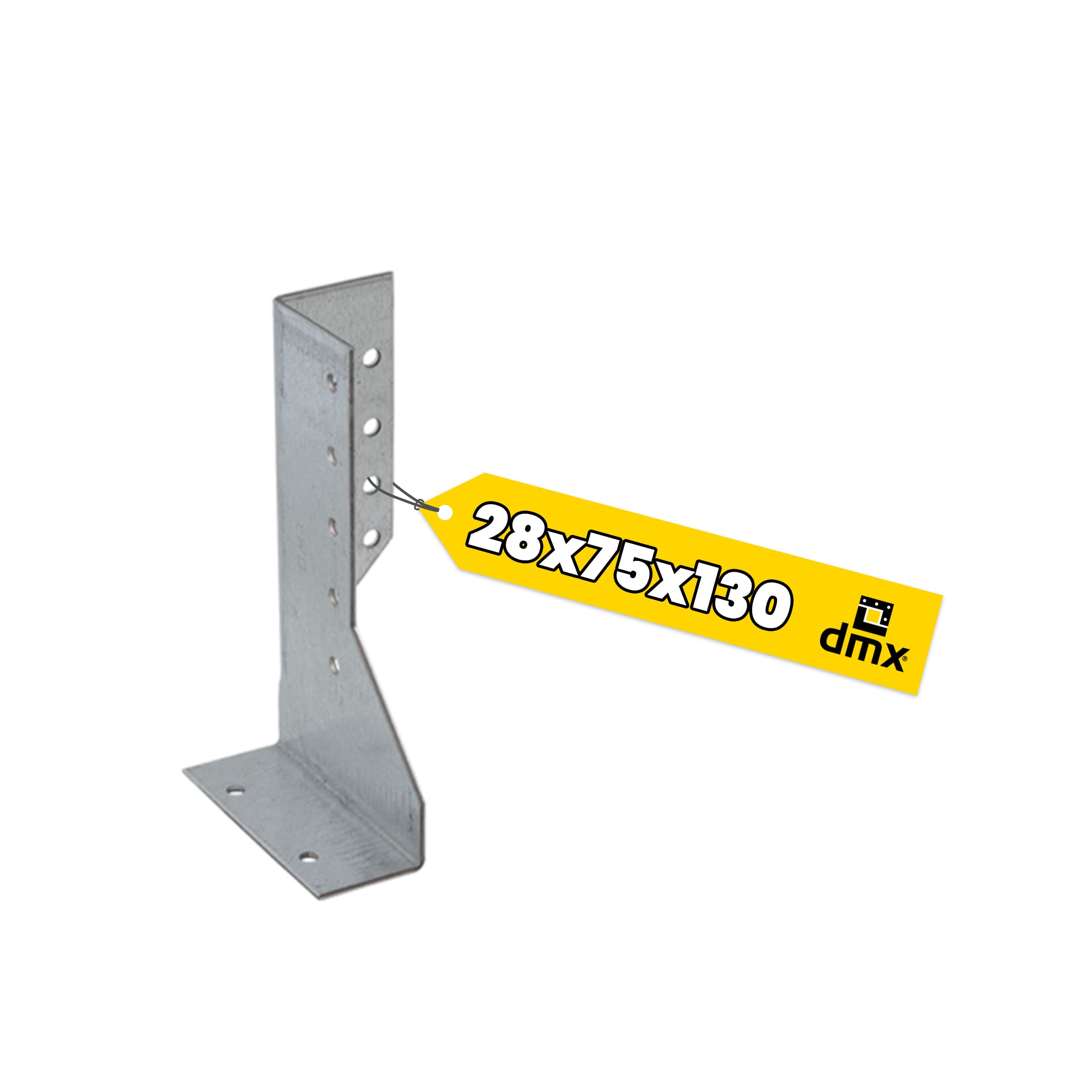 Wieszak belki dzielony prawy WBD 130 P, 28x130x75 mm, srebrny, Stal konstrukcyjna DX51D, ujęcie produktu.