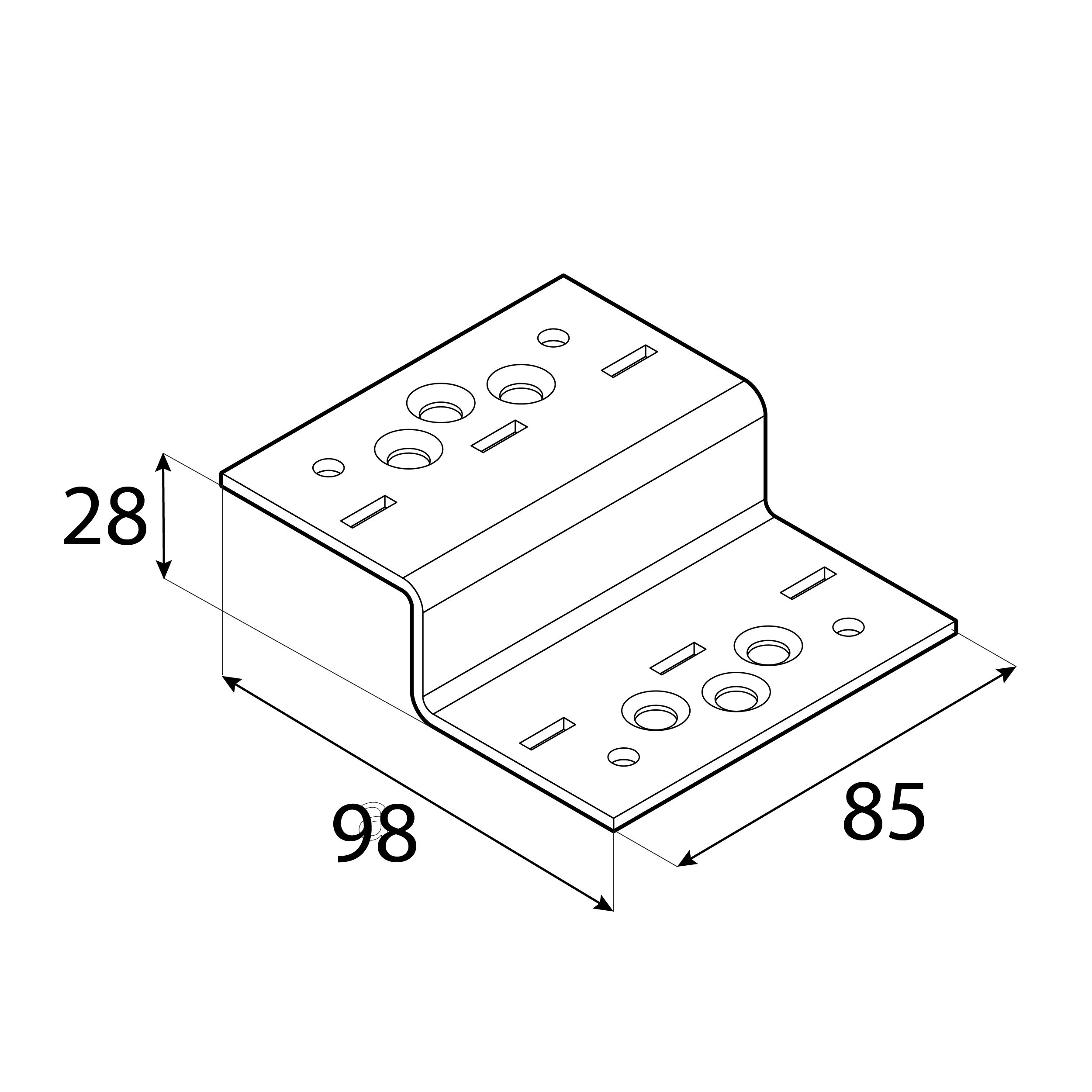 Łącznik typu Z ozdobny do pergoli - SDLZ 1 | 98x85x28 mm | czarny