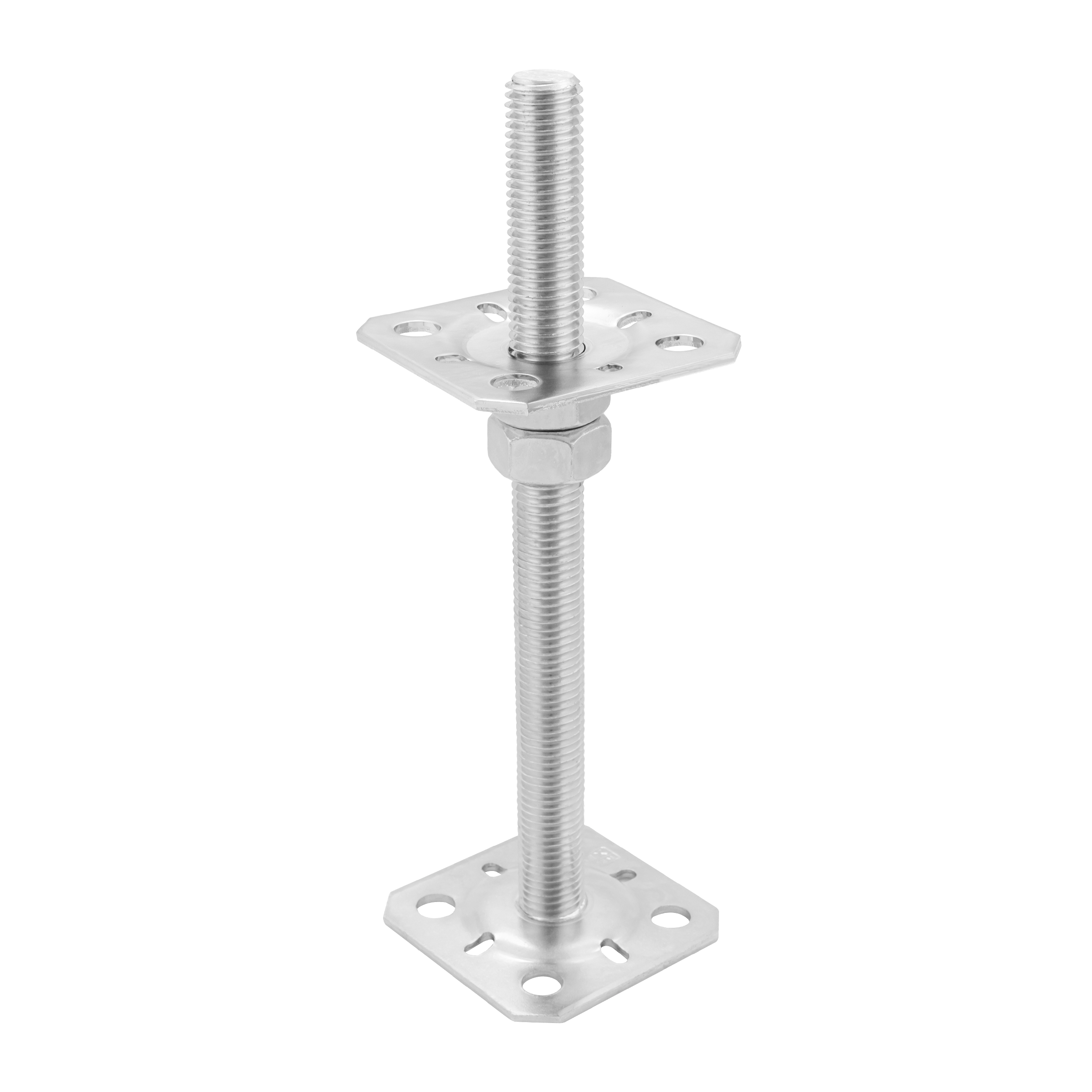 Podstawa słupa kotwa płaska gwintowana regulowana wysokość PSR, 80x250 mm, M20, srebrny.