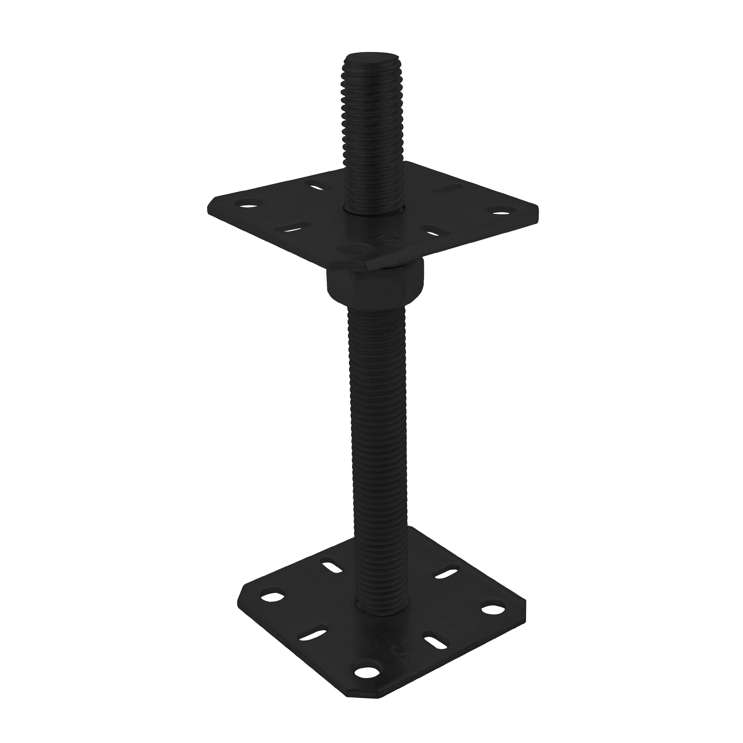 Podstawa słupa kotwa płaska gwintowana regulowana wysokość - PSR | 100x250 mm | M24 | Czarny Podstawa słupa kotwa płaska gwintowana regulowana wysokość PSR, 100x250 mm, M24, czarny, ujęcie 1.