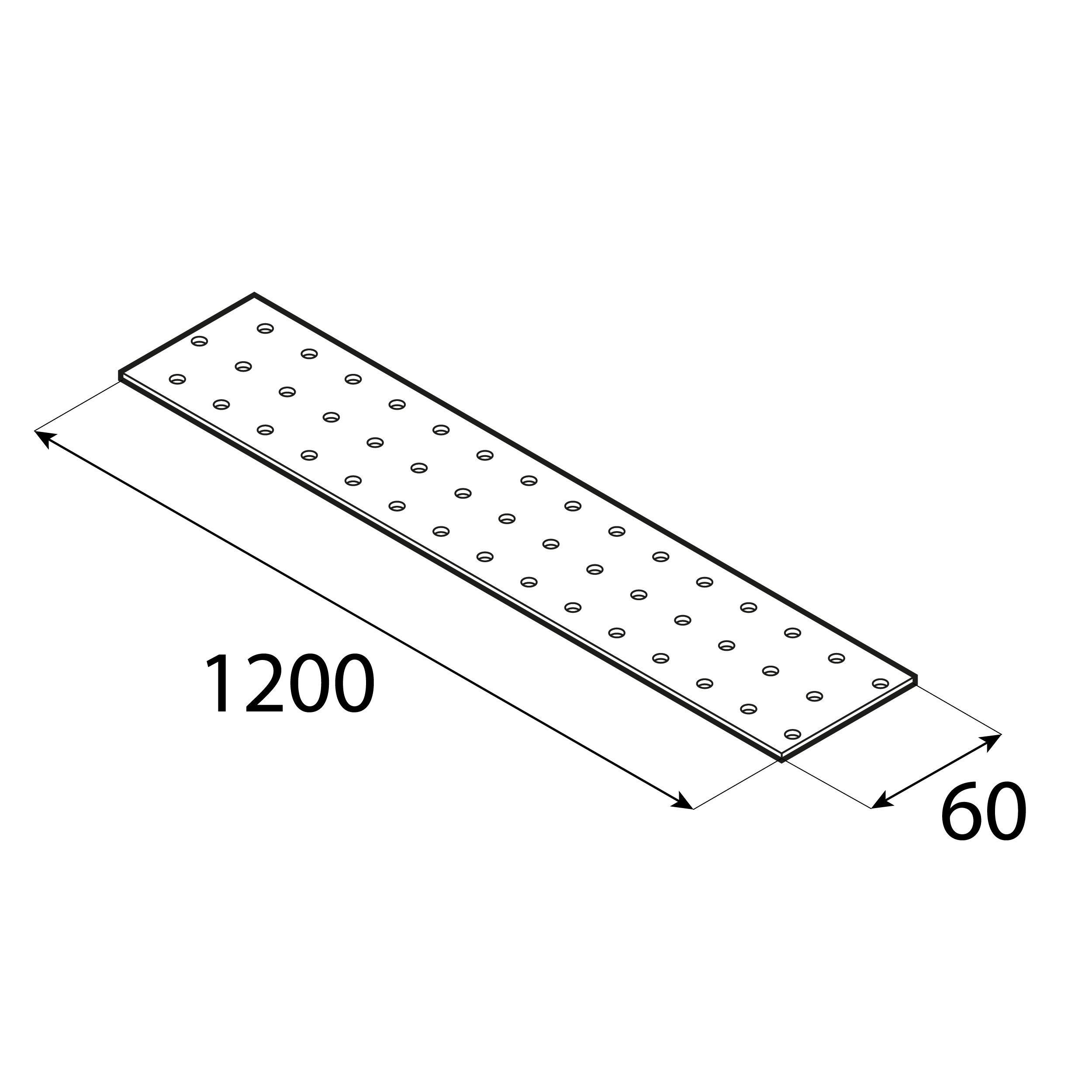 Płytka perforowana płaskownik PP 92, 1200x60 mm, 2 mm, 60x1200x2,0 mm, Stal konstrukcyjna DX51D, srebrny, ujęcie 2.