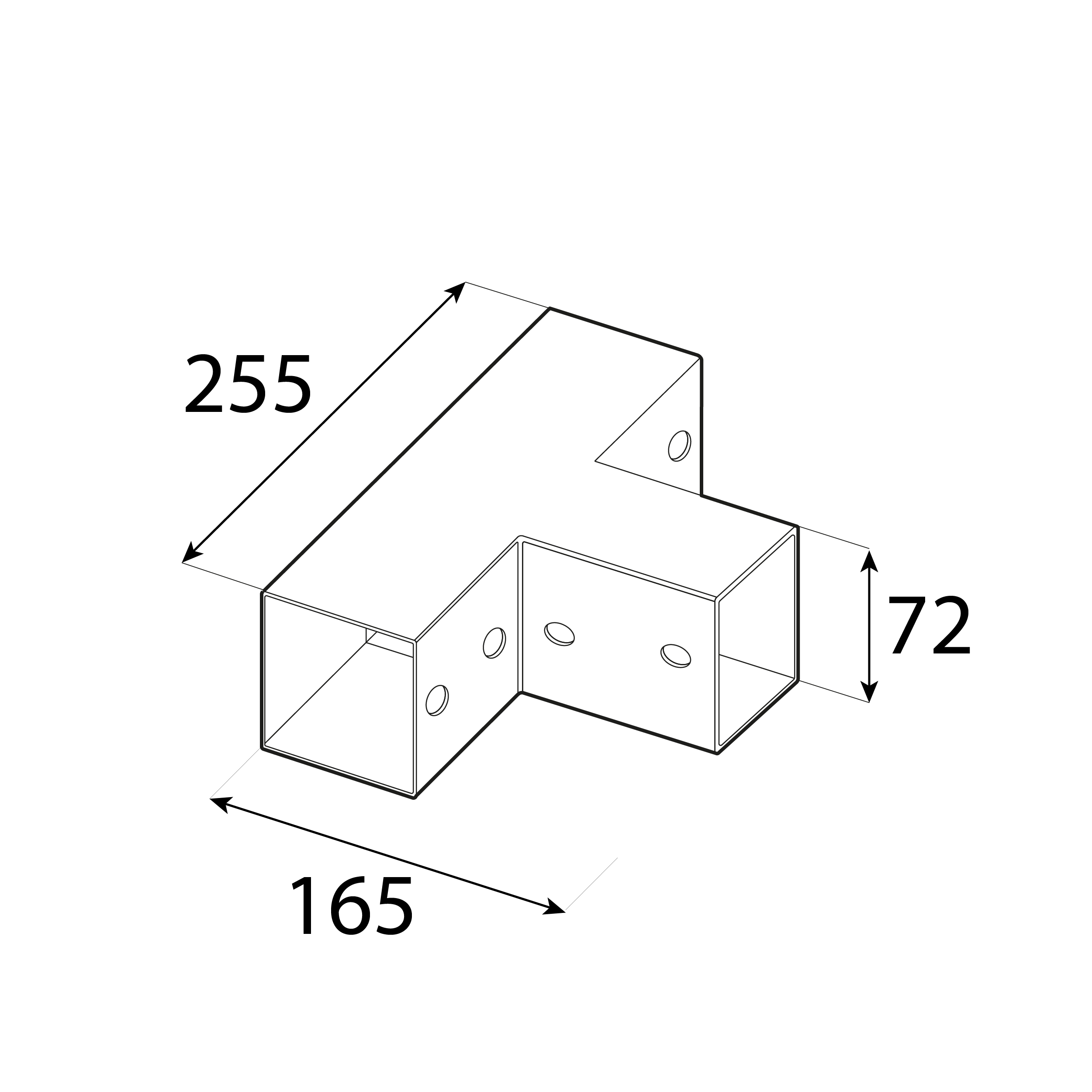 Łącznik belki kwadratowej do pergoli ciesielski - GPT 70 | 72x165x255 mm | czarny Łącznik belki kwadratowej do pergoli ciesielski - GPT 70 | 72x165x255 mm | czarny