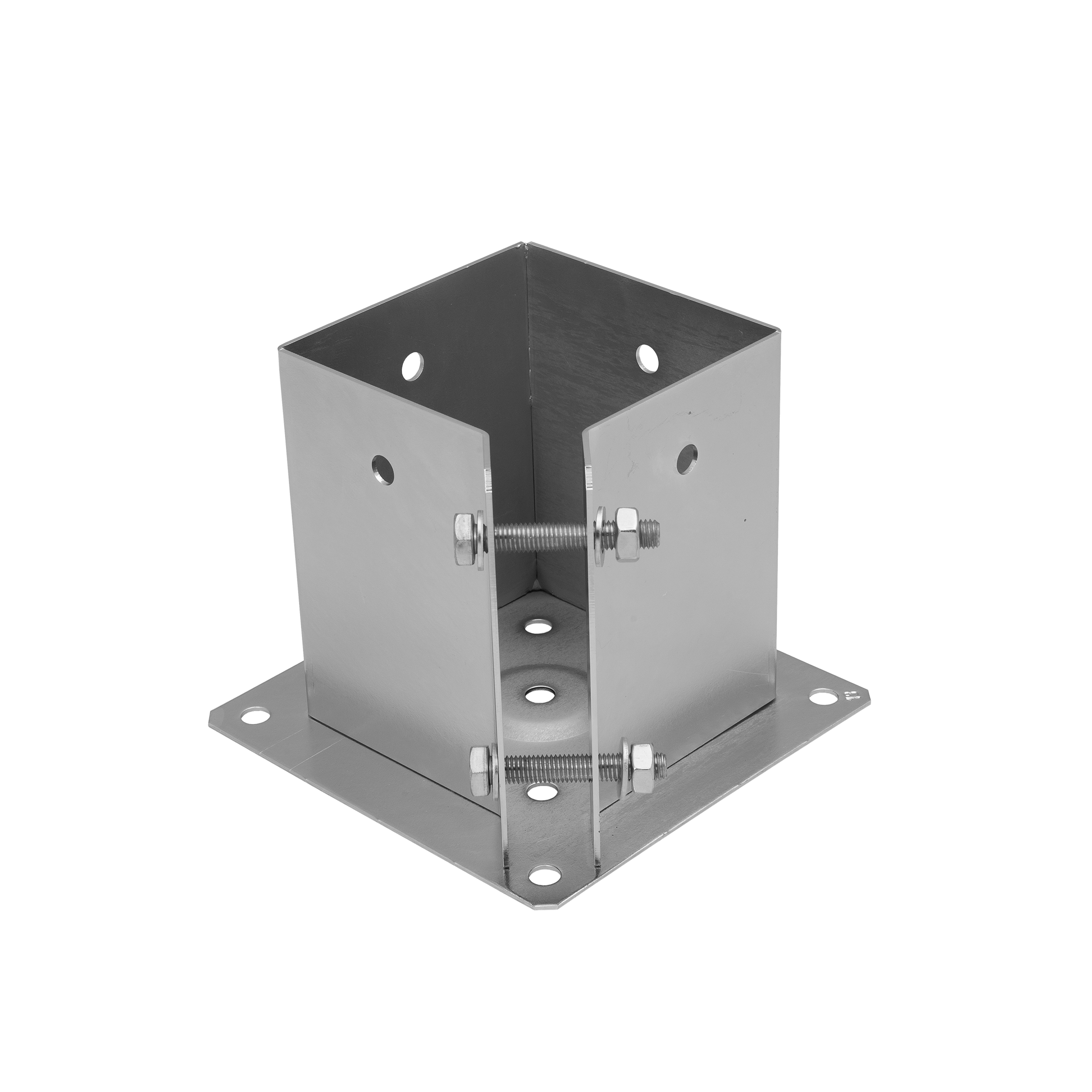 Podstawa słupa z podstawą prostokątną regulowana - PSPA | 120 mm | Srebrny Podstawa słupa z podstawą prostokątną regulowana PSPA, 120 mm, srebrny, 121x150x2,0 mm.