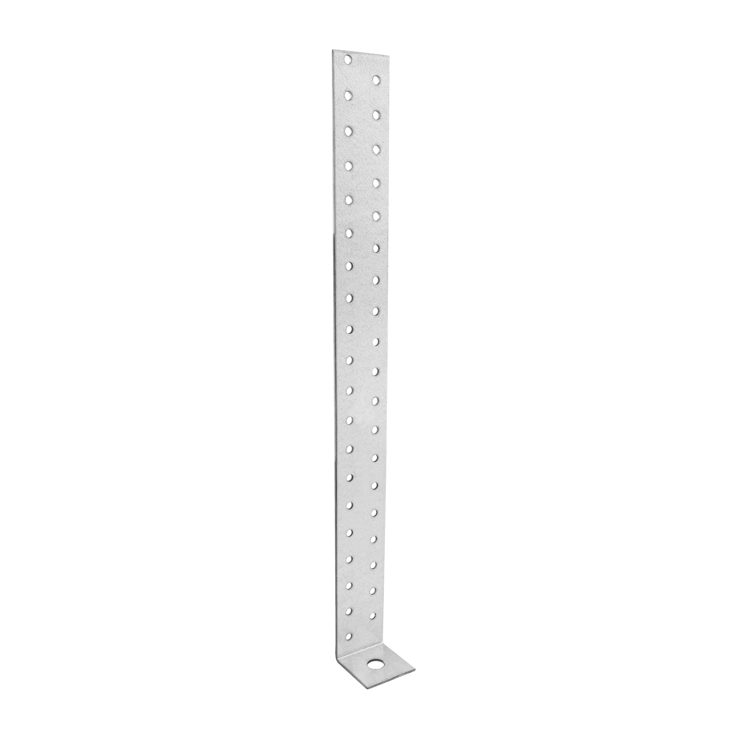 Kątownik uniwersalny do kotwienia drewna w betonie KK 23, 400x40x40 mm, 2 mm, 40x400x40x2,0 mm, Stal konstrukcyjna DX51D, srebrny, w zestawie elementów.