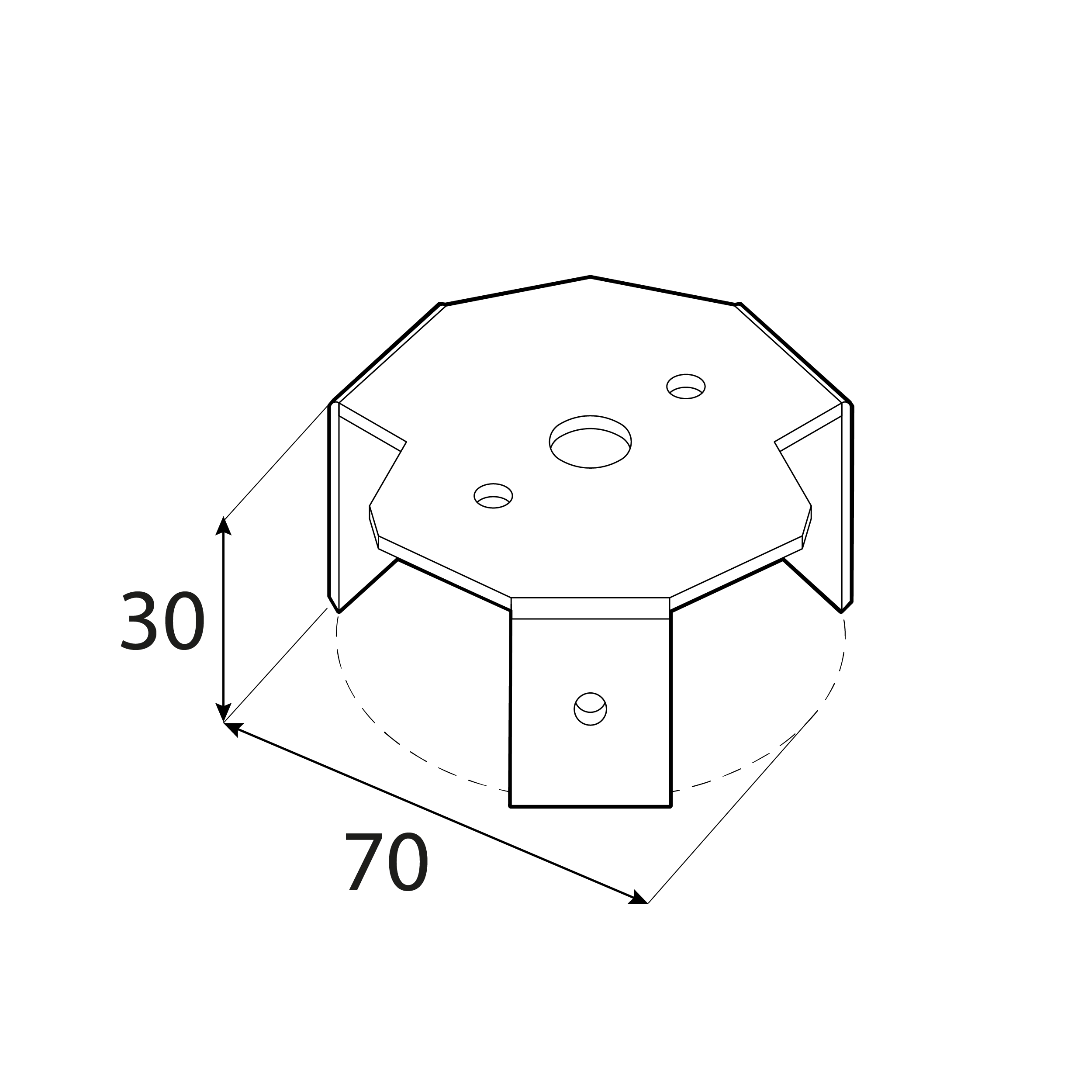 Adapter PWOM 2, do podstaw słupa 69x30x2,0 mm, ujęcie 1.
