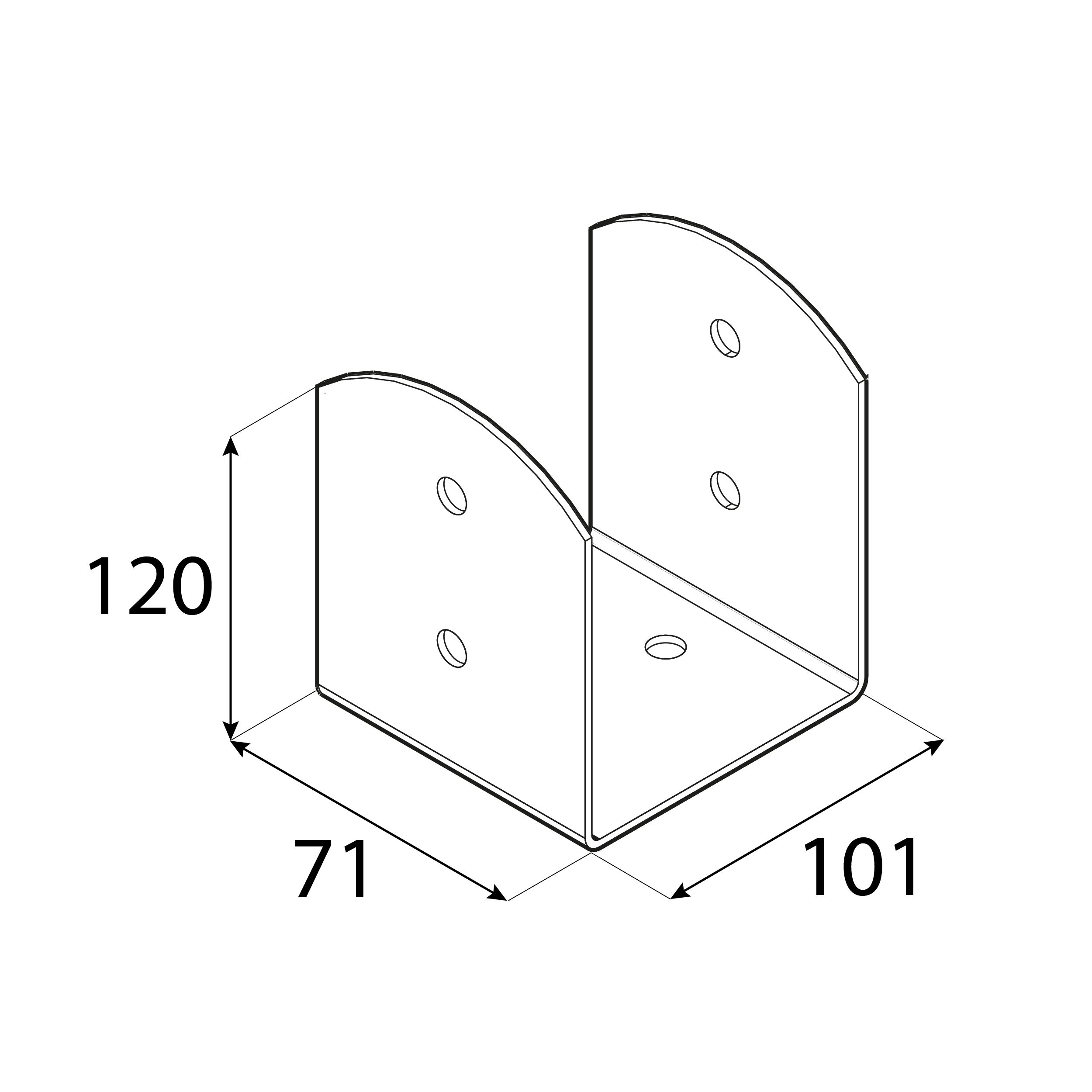 Podstawa słupa kotwa przykręcana do betonu typ U lekka PSOL, 100 mm, czarny, 101x71x120x2,5 mm, ujęcie 1.