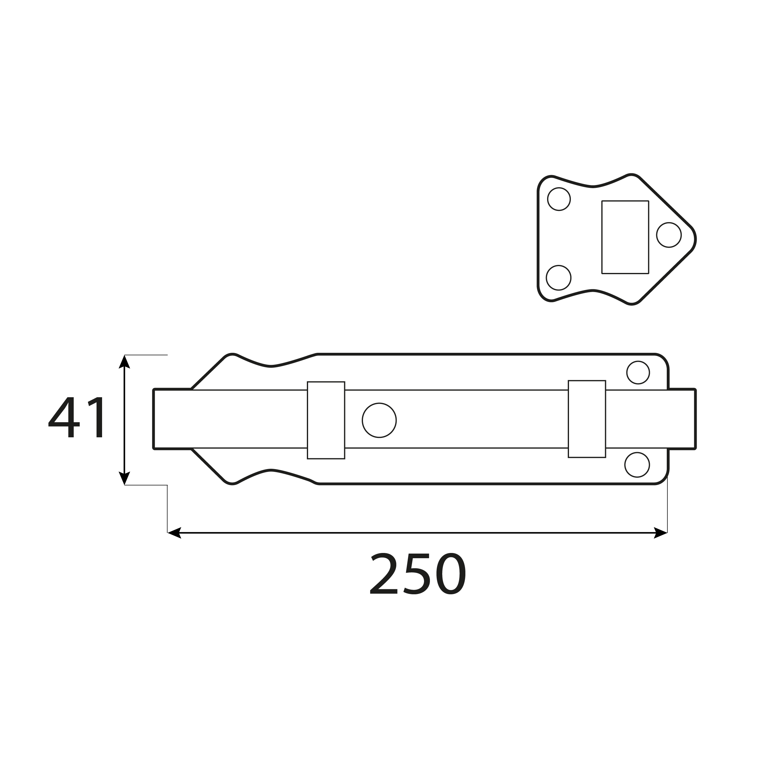 Zasuwka zamknięcie z ryglem prostym do furtek - WPS | Czarny | 250 mm
