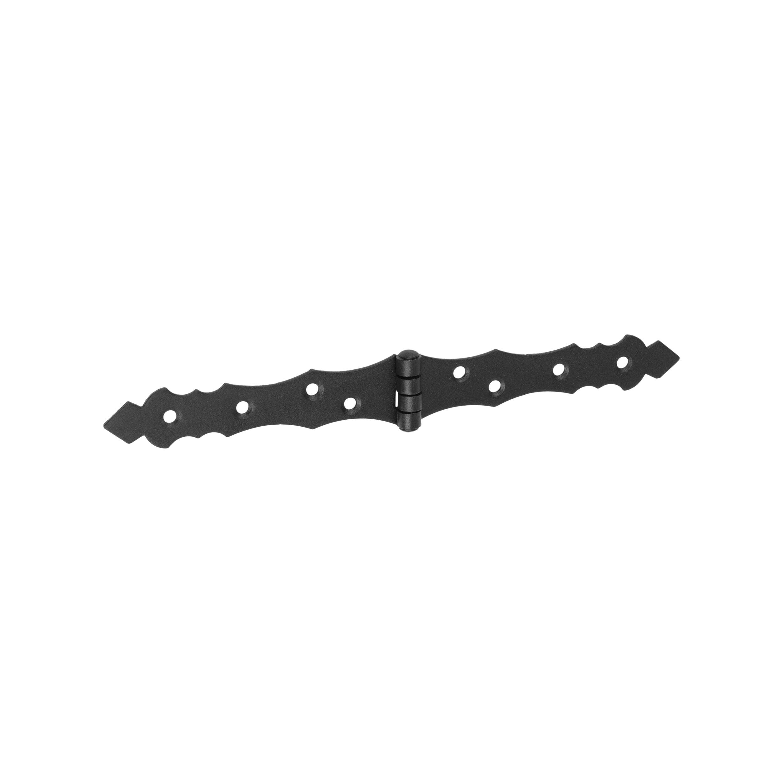 Zawias francuski ozdobny do furtek i okiennic ZOF 250, 250 mm, czarny, 34x250x2,0 mm, Stal konstrukcyjna DC01.