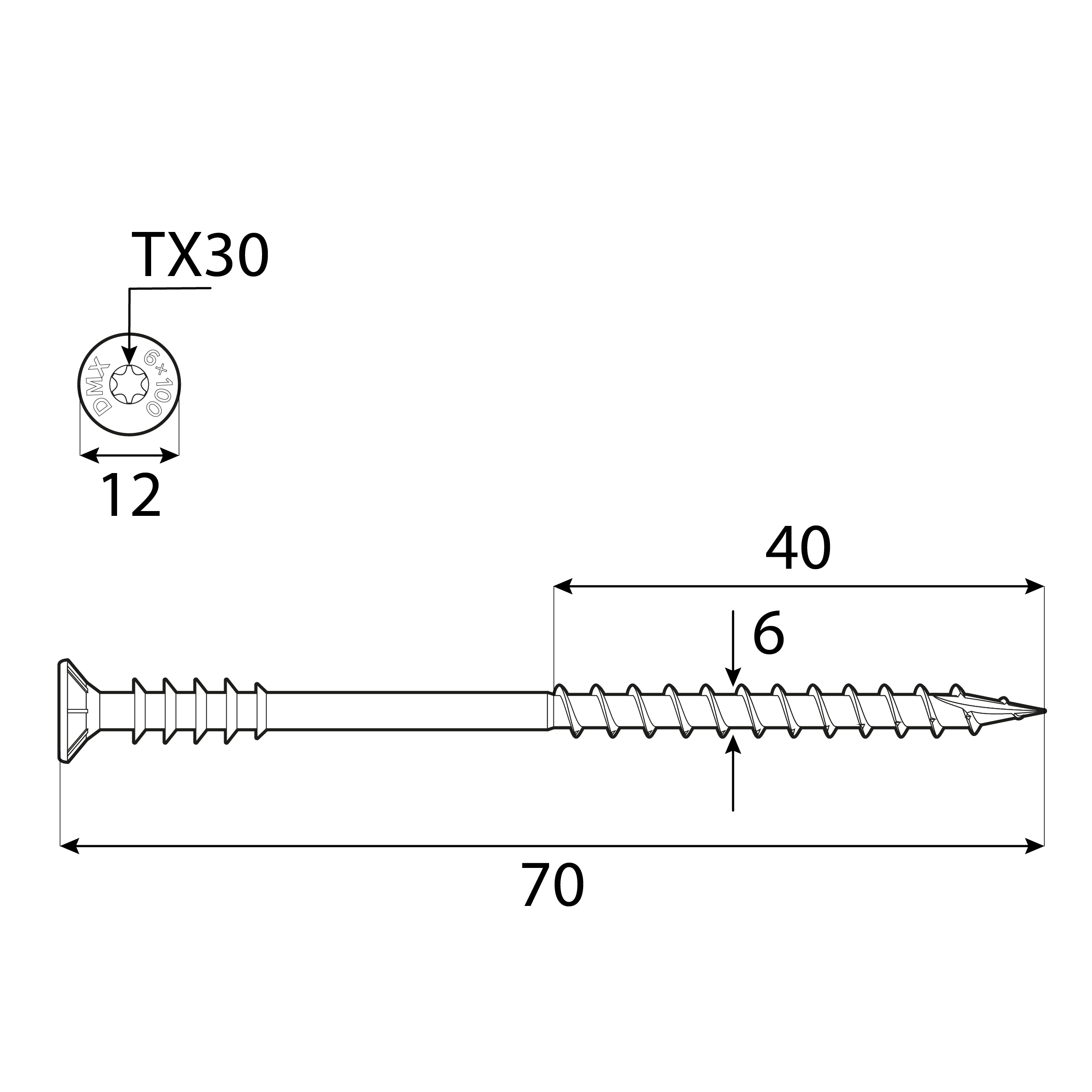 Wkręty dystansowe do poziomowania łat z łbem stożkowym TORX - WDS | 6 x 70 mm | Srebrny | 200 szt Wkręty dystansowe do poziomowania łat z łbem stożkowym TORX WDS, 6x70 mm, srebrny, 200 szt., 6x70 mm, Hartowana stal węglowa, ujęcie 1.