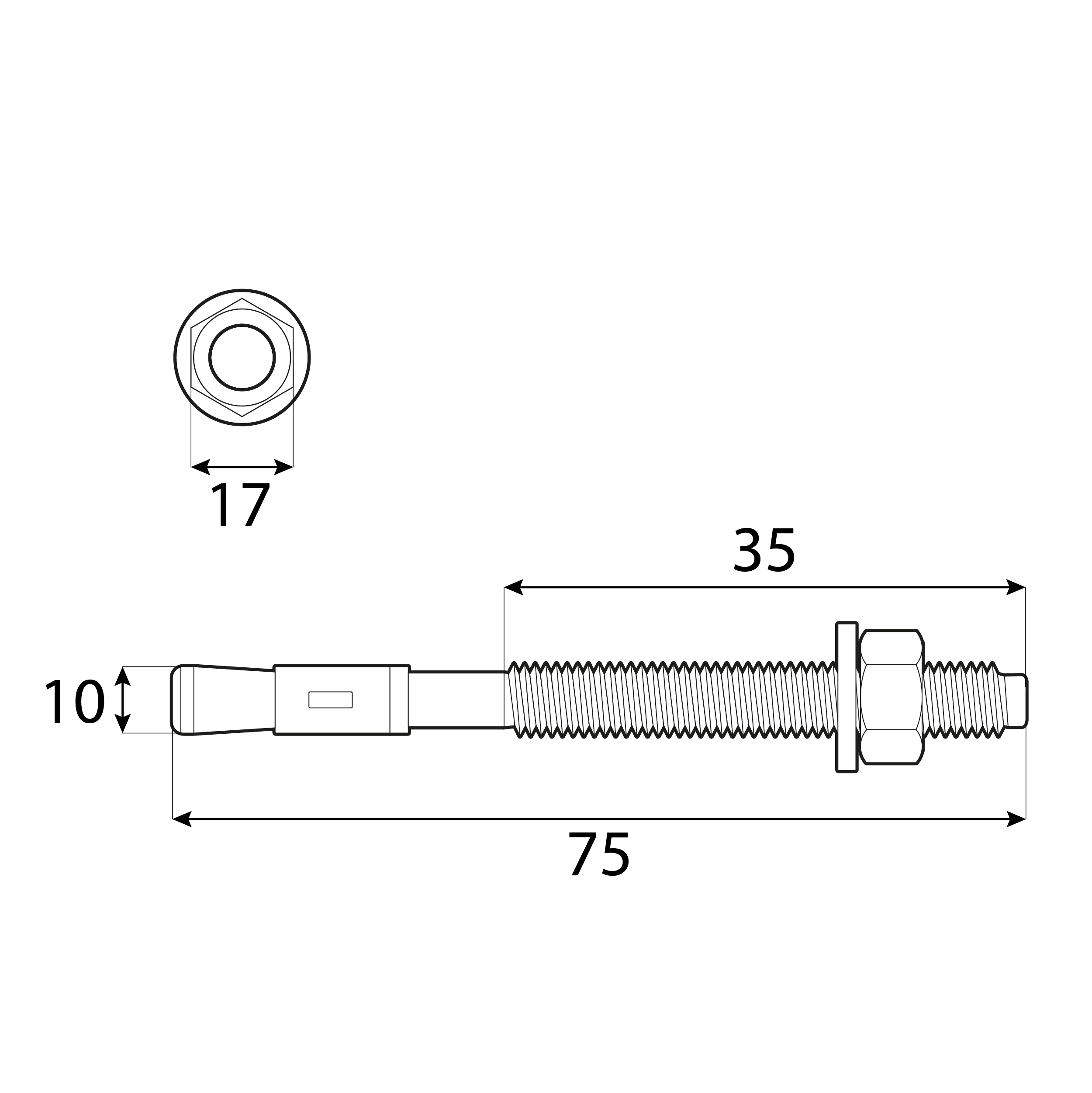 Kotwy mechaniczne pierścieniowe do betonu PBK, M10x75 mm, srebrny, 50 szt., 10x75 mm, Hartowana stal węglowa, ujęcie 2.