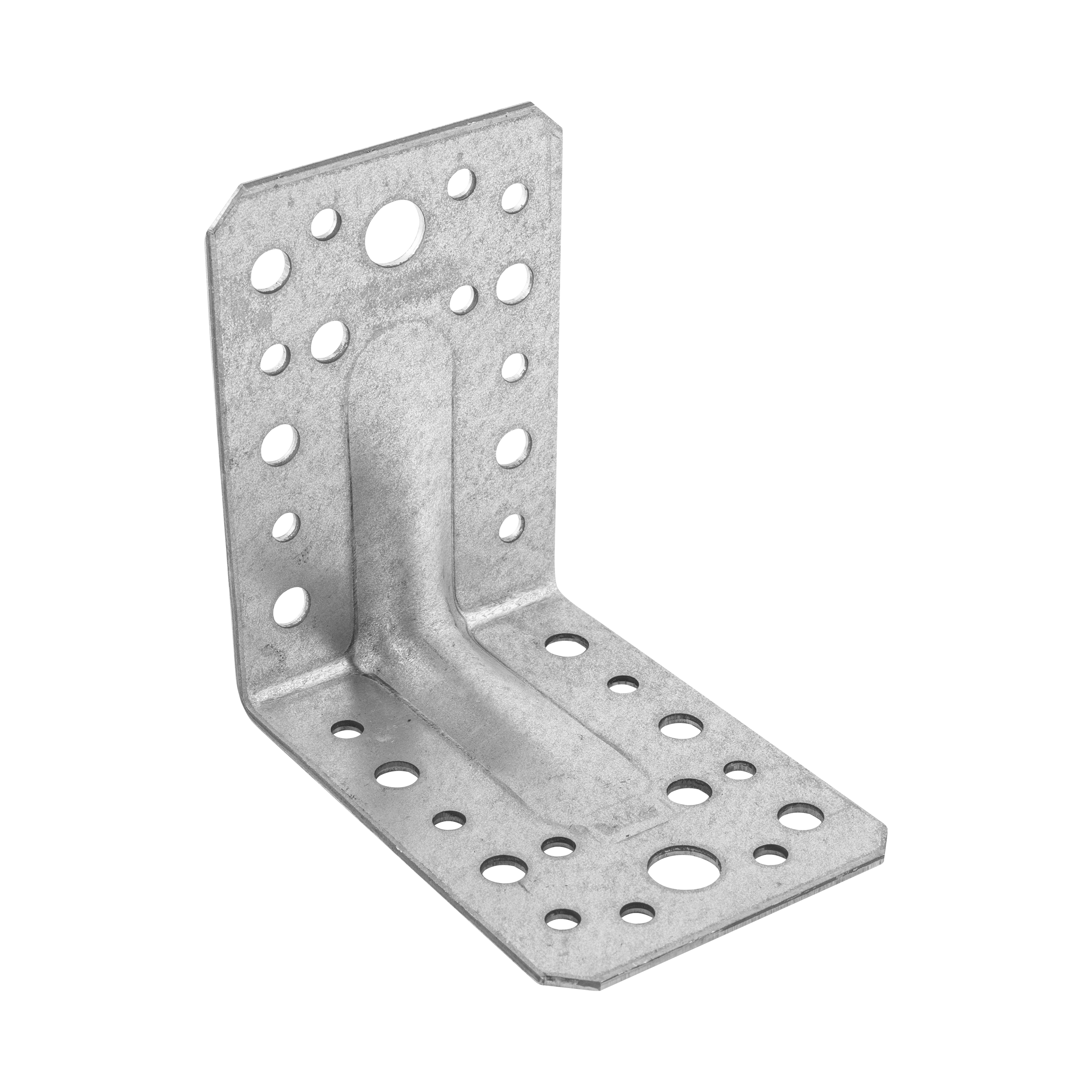 Kątownik ciesielski wzmocniony z przetłoczeniem KPL 1, 90x90x65 mm, 2 mm, 90x90x65x2,0 mm, w zestawie elementów.