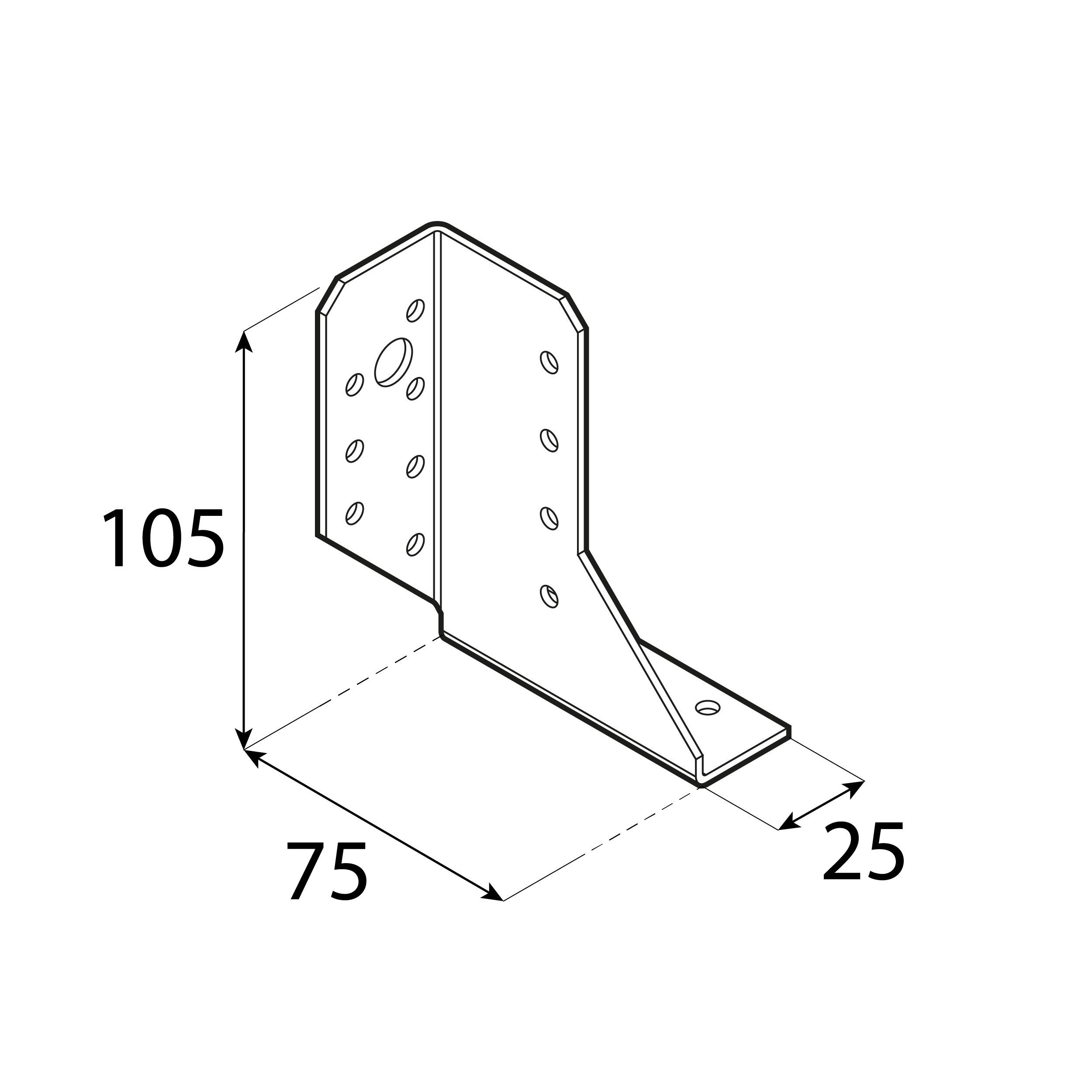 Wieszak belki dzielony lewy WBD 105 L, 25x105x75 mm, srebrny, Stal konstrukcyjna DX51D, ujęcie 1.