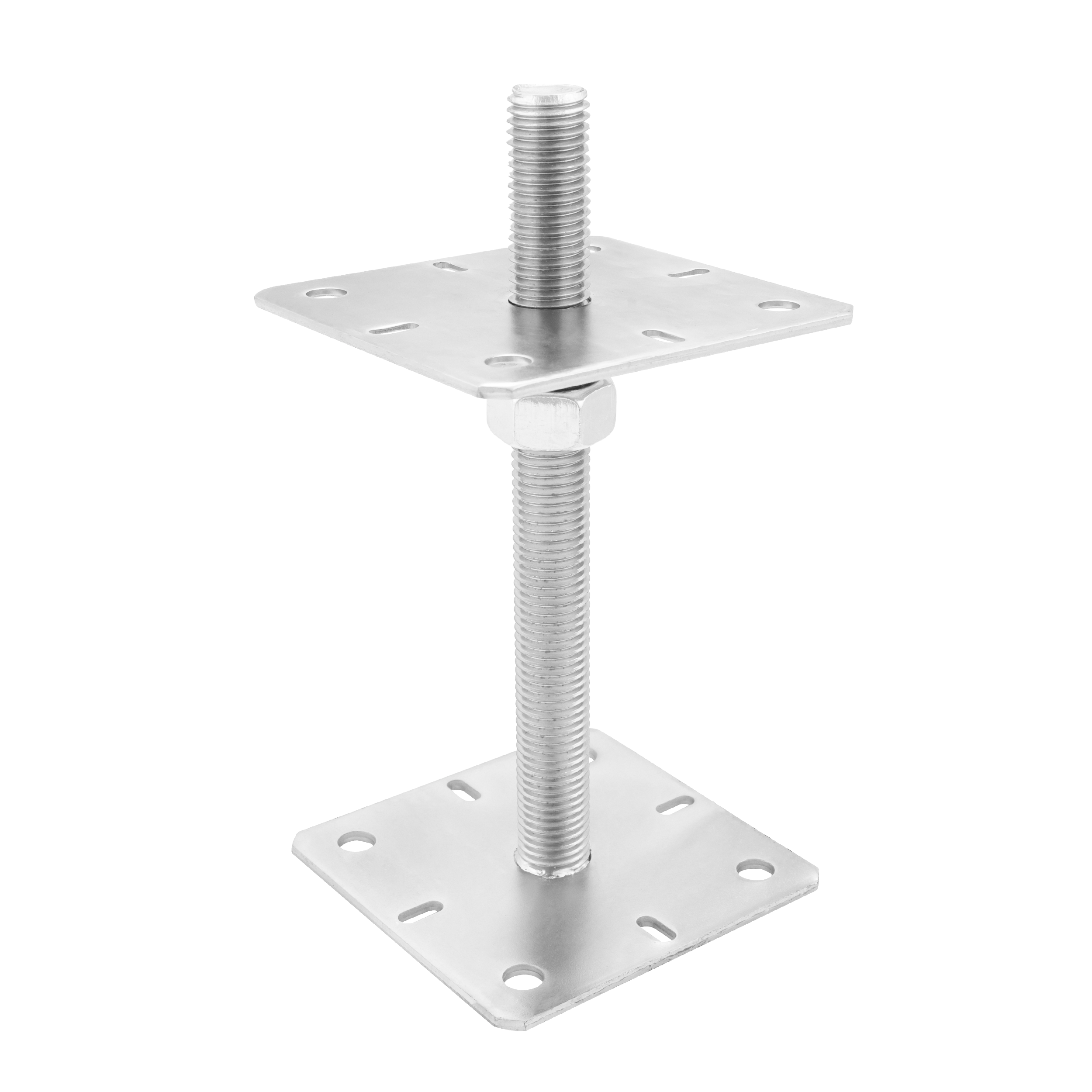 Podstawa słupa kotwa płaska gwintowana regulowana wysokość - PSR | 130x250 mm | M24 | Srebrny