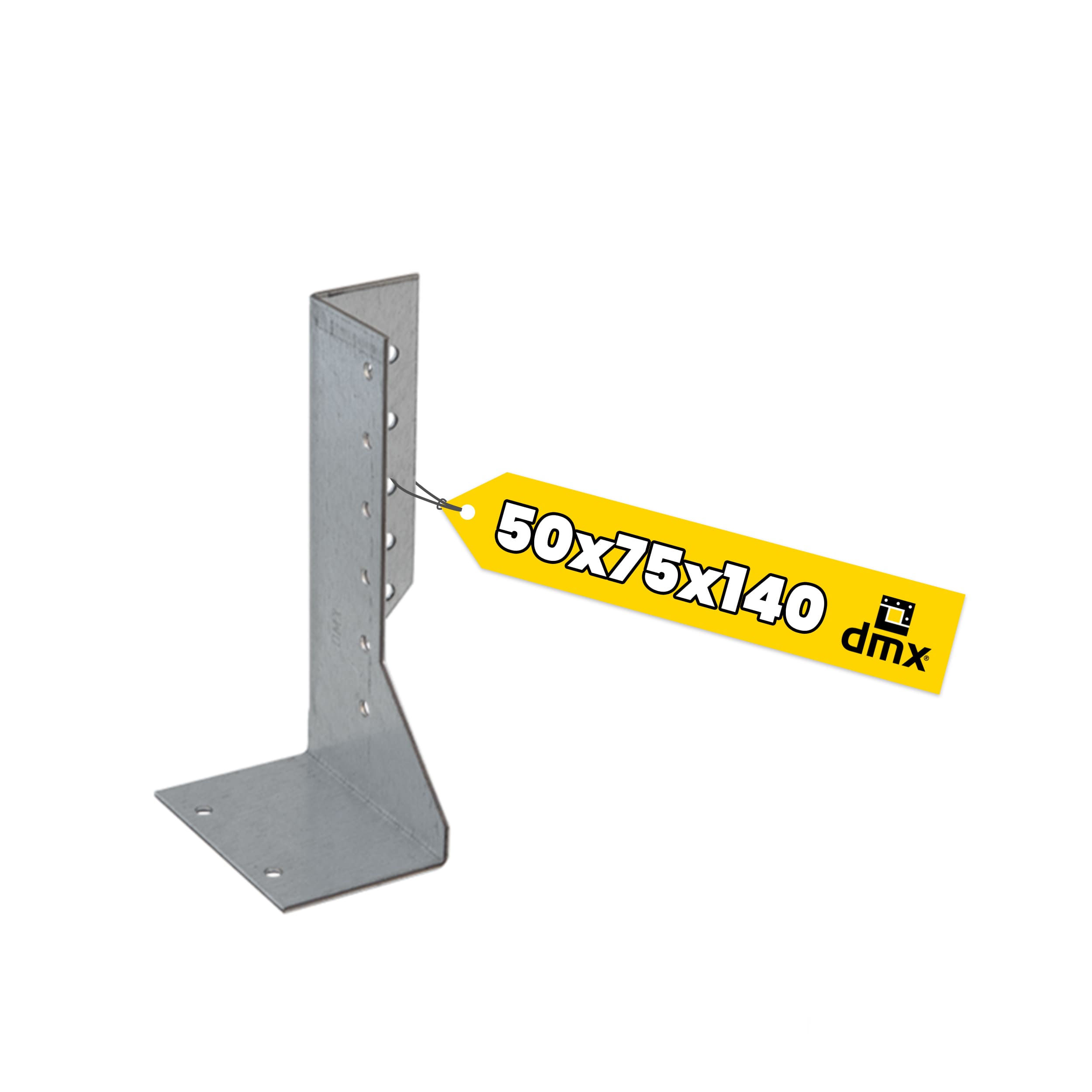 Wieszak belki dzielony prawy WBD 140 P, 50x140x75 mm, srebrny, Stal konstrukcyjna DX51D, ujęcie produktu.