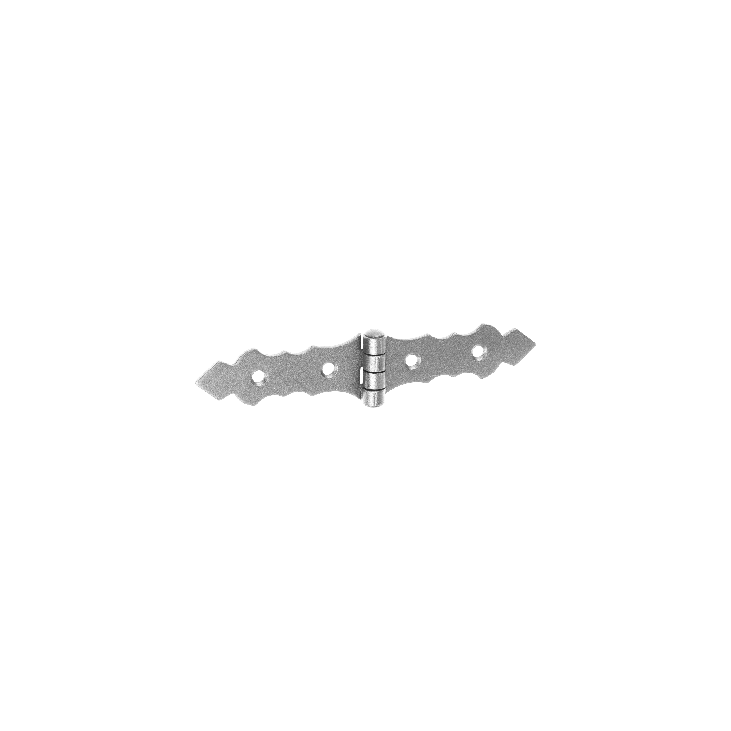 Zawias francuski ozdobny do furtek i okiennic ZOF 150, 150 mm, srebrny, 34x150x2,0 mm, Stal konstrukcyjna DC01.