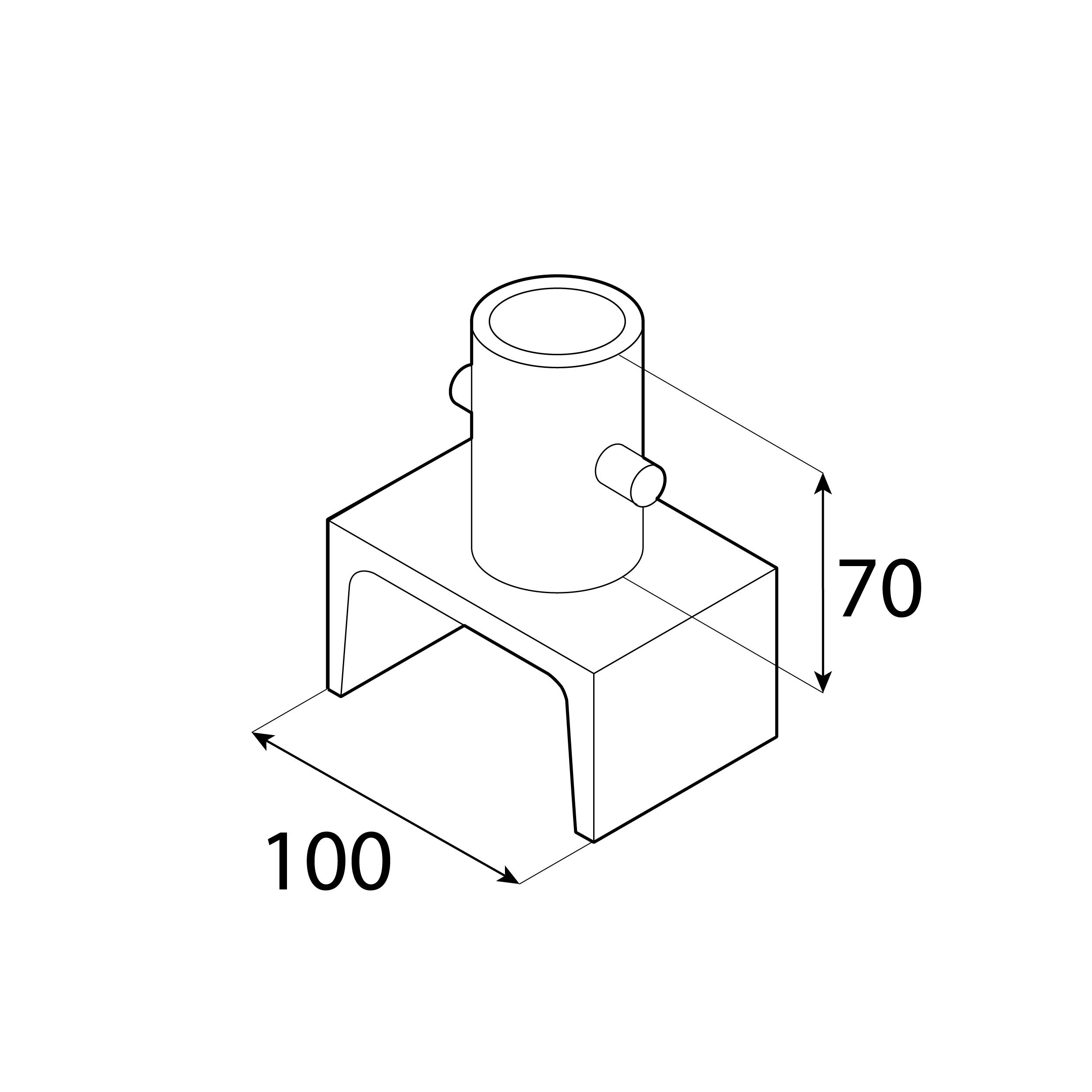 Adapter do klucza PWKT do podstaw wkręcanych PWU - PWKU 70 Adapter PWKU 70, do klucza typu T, 70x100x6,0 mm, ujęcie 1.