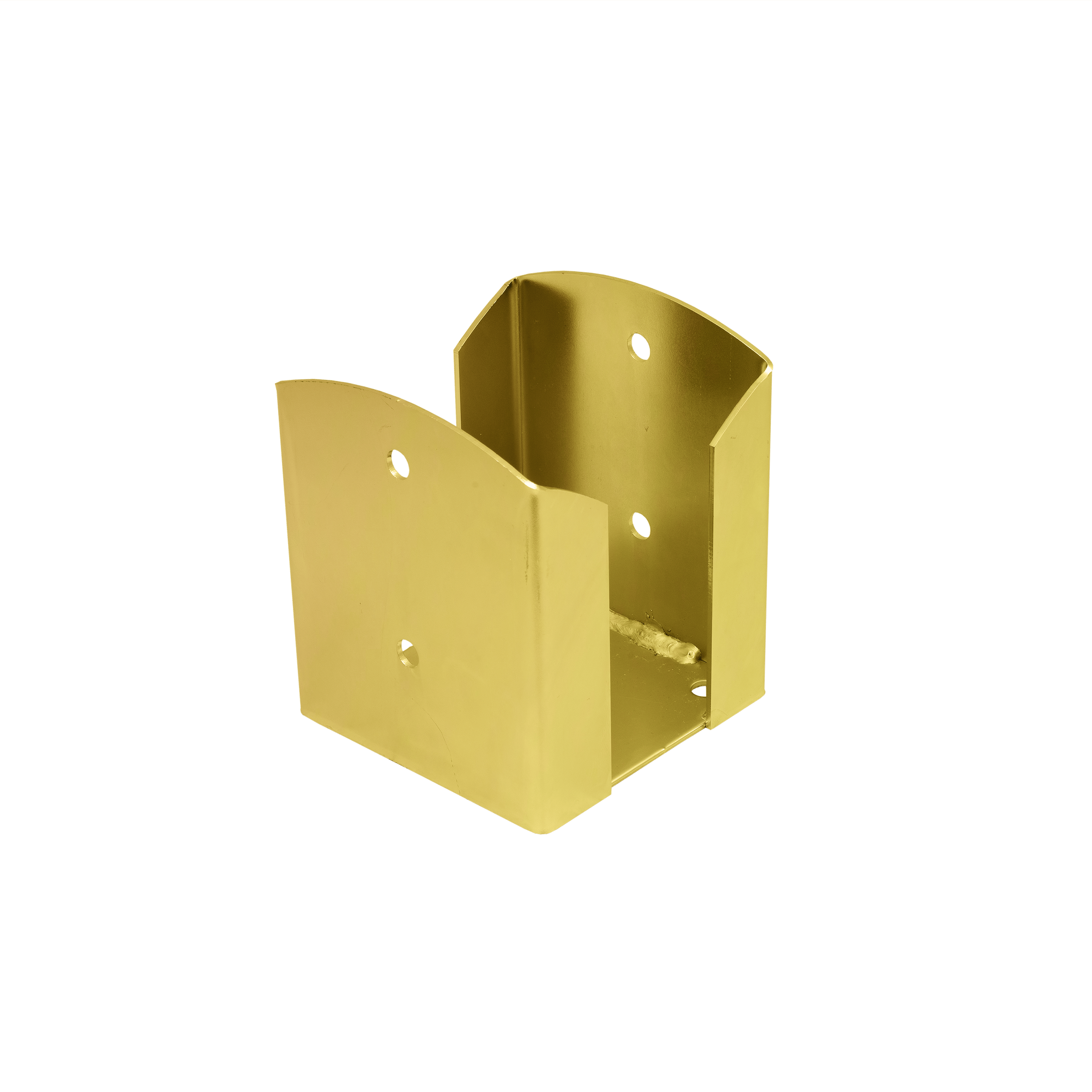 Podstawa słupa kotwa przykręcana podwójna prostokątna PSPW, 120 mm, Złoty, 121x150x2,5 mm, ujęcie 1.