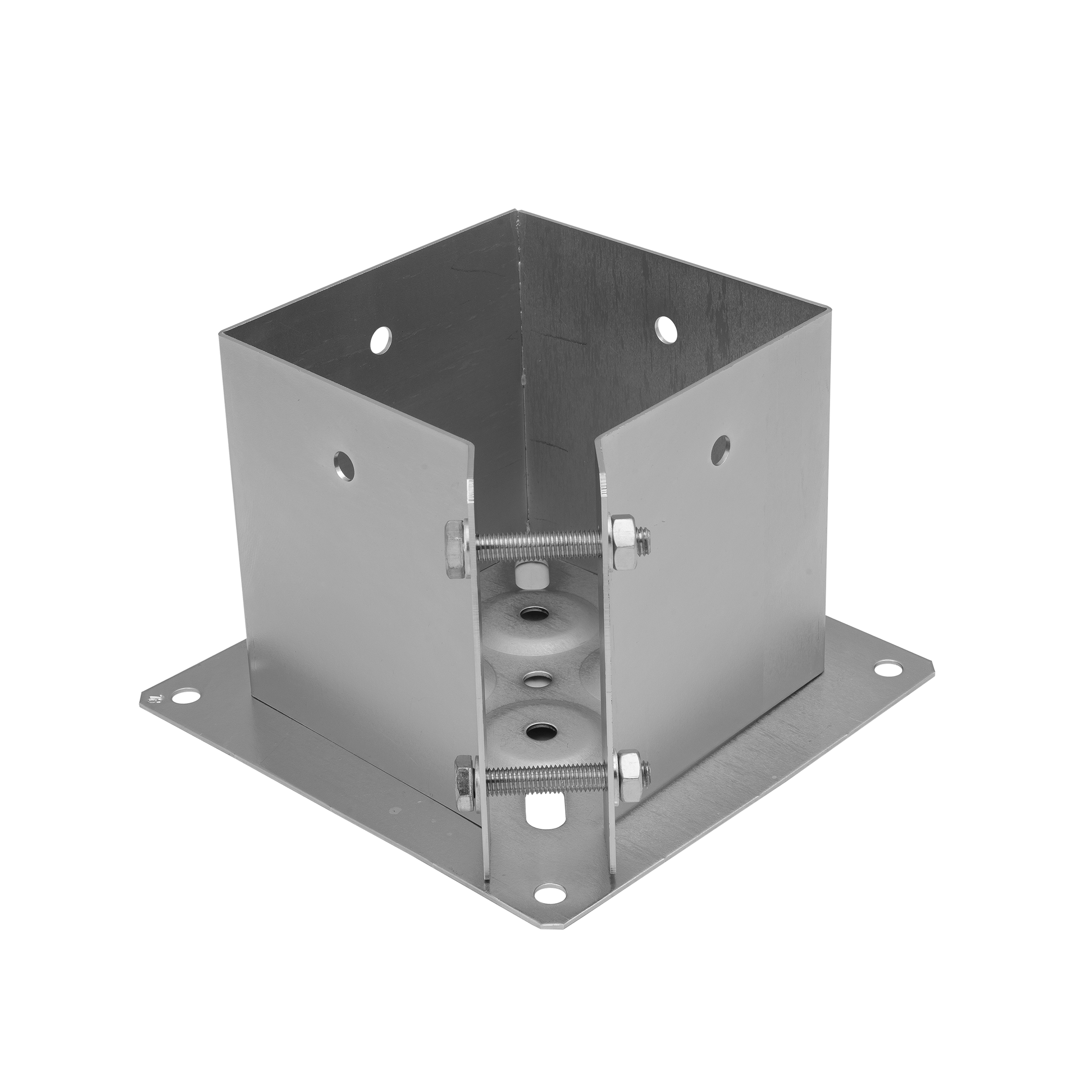Podstawa słupa z podstawą prostokątną regulowana - PSPA | 150 mm | Srebrny Podstawa słupa z podstawą prostokątną regulowana PSPA, 150 mm, srebrny, 151x150x2,0 mm.