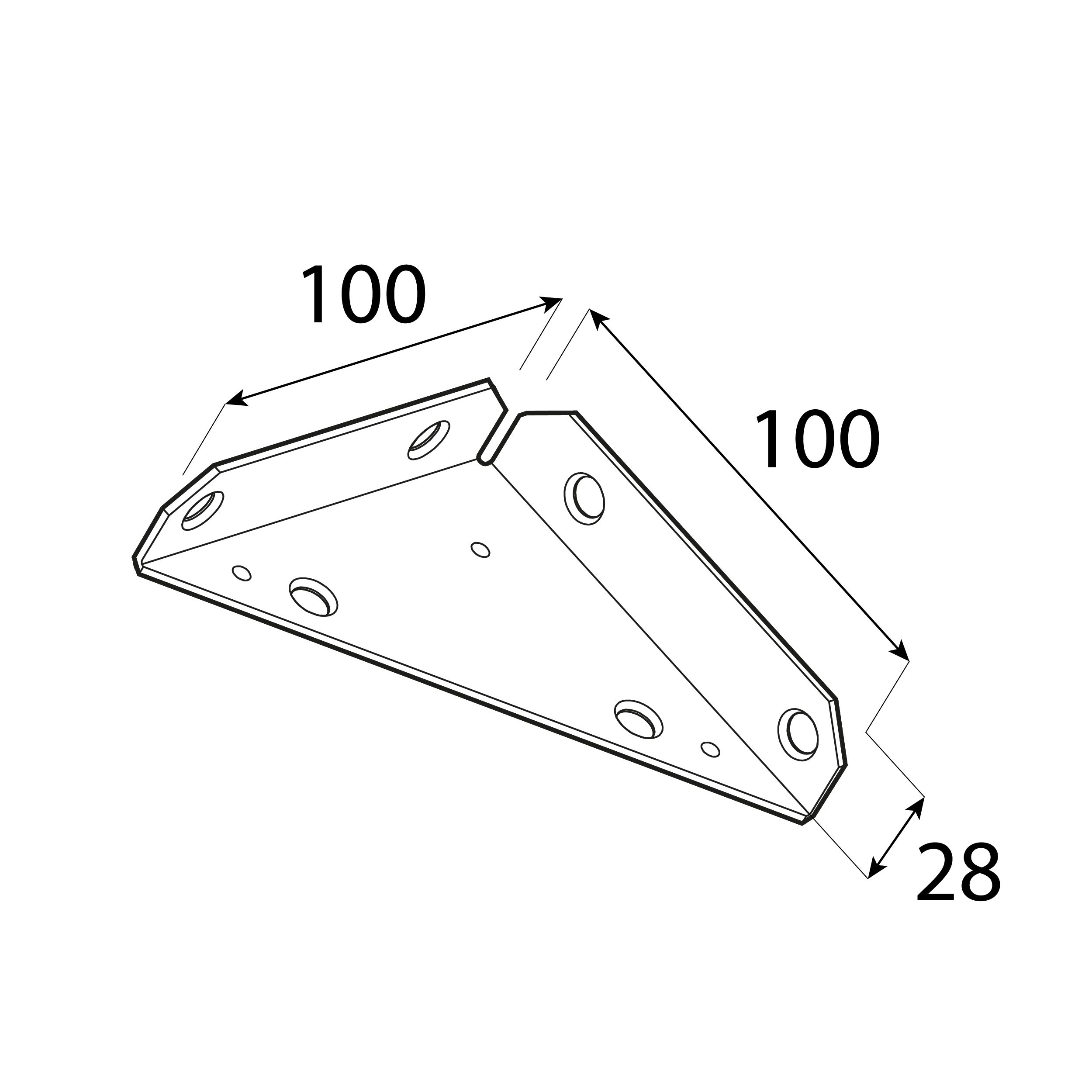 Narożnik skrzyniowy stalowy NS 100, 100x100x28 mm, Złoty, 10 szt., 100x100x28x2,3 mm, Stal konstrukcyjna DC01, ujęcie 2.
