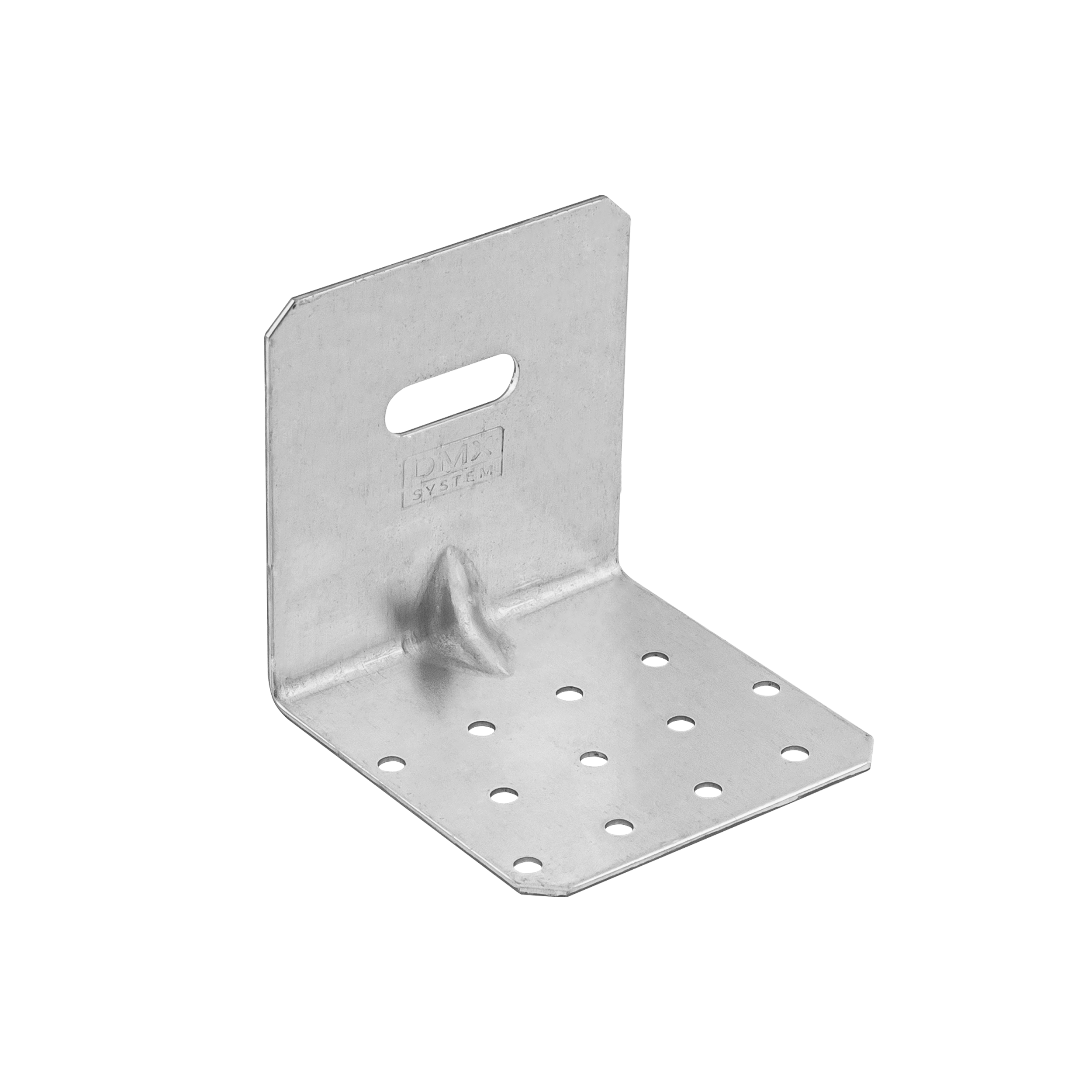Kątownik montażowy z regulacją i przetłoczeniem KMRP 2, 80x80x80 mm, 2 mm, 80x80x80x2,0 mm, Stal konstrukcyjna DX51D, srebrny, w zestawie elementów.