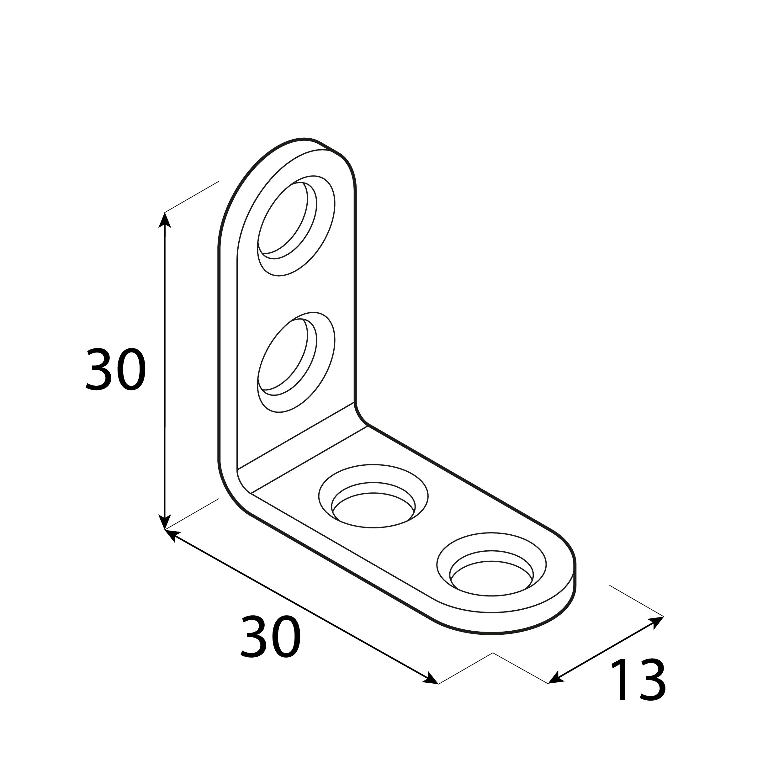 Kątownik meblowy montażowy zaokrąglony FKW 30, 30x30x13 mm, 25 szt., Stal konstrukcyjna DC01, srebrny, ujęcie 2.