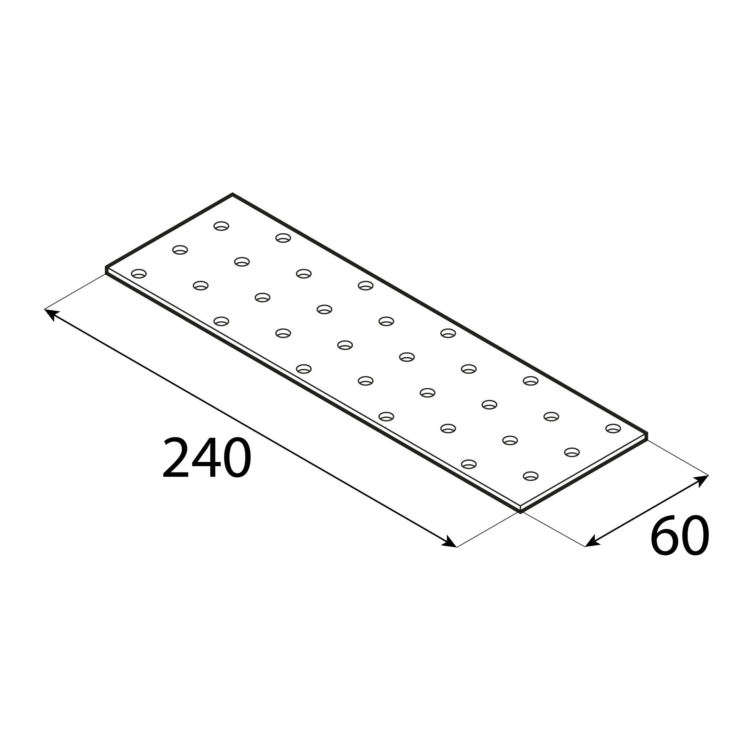 Płytka perforowana płaskownik PP 8, 240x60 mm, 2 mm, 60x240x2,0 mm, Stal konstrukcyjna DX51D, srebrny, ujęcie 2.