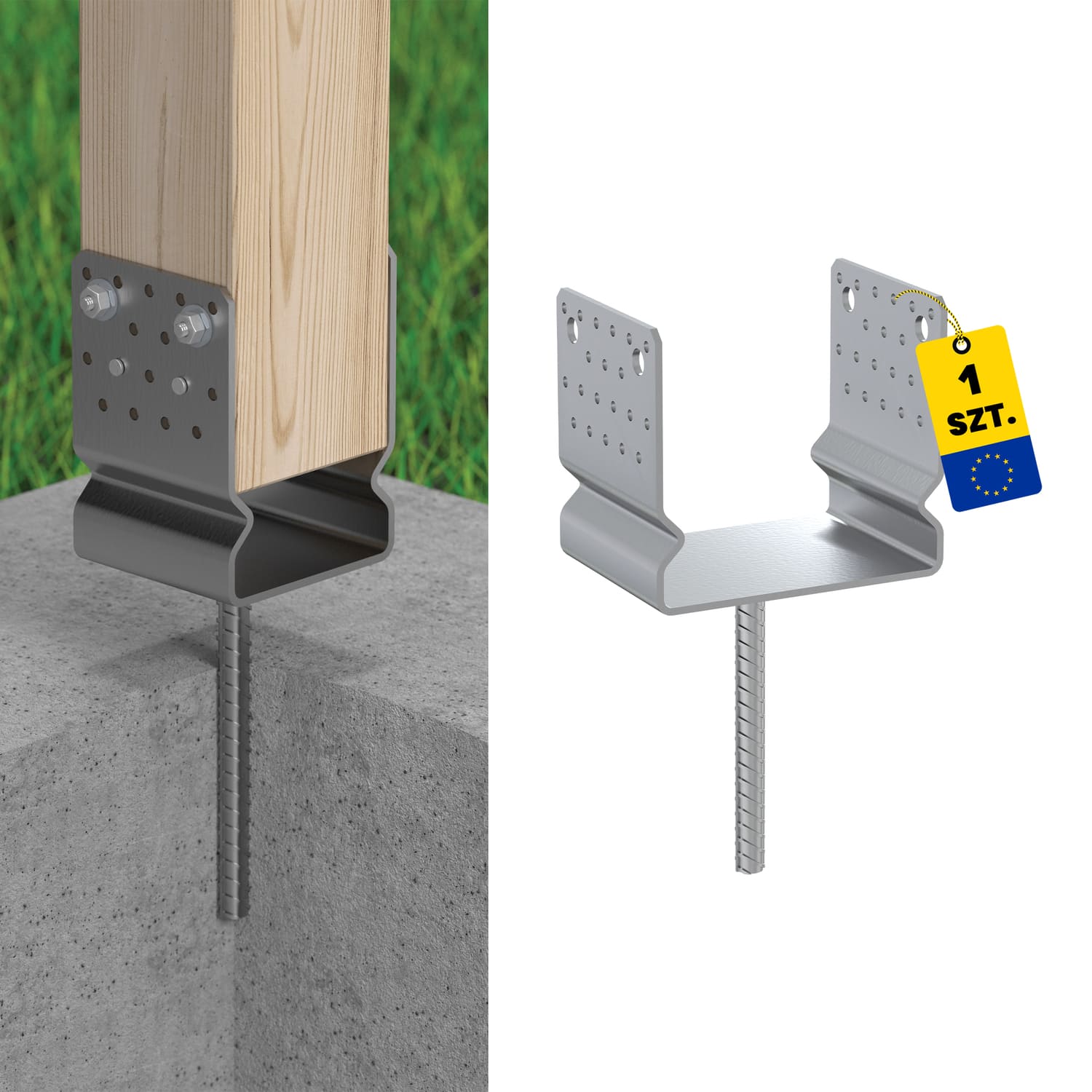 Podstawa słupa kotwa typ U wielopunktowa z siodełkiem - PSSZ | 160 mm