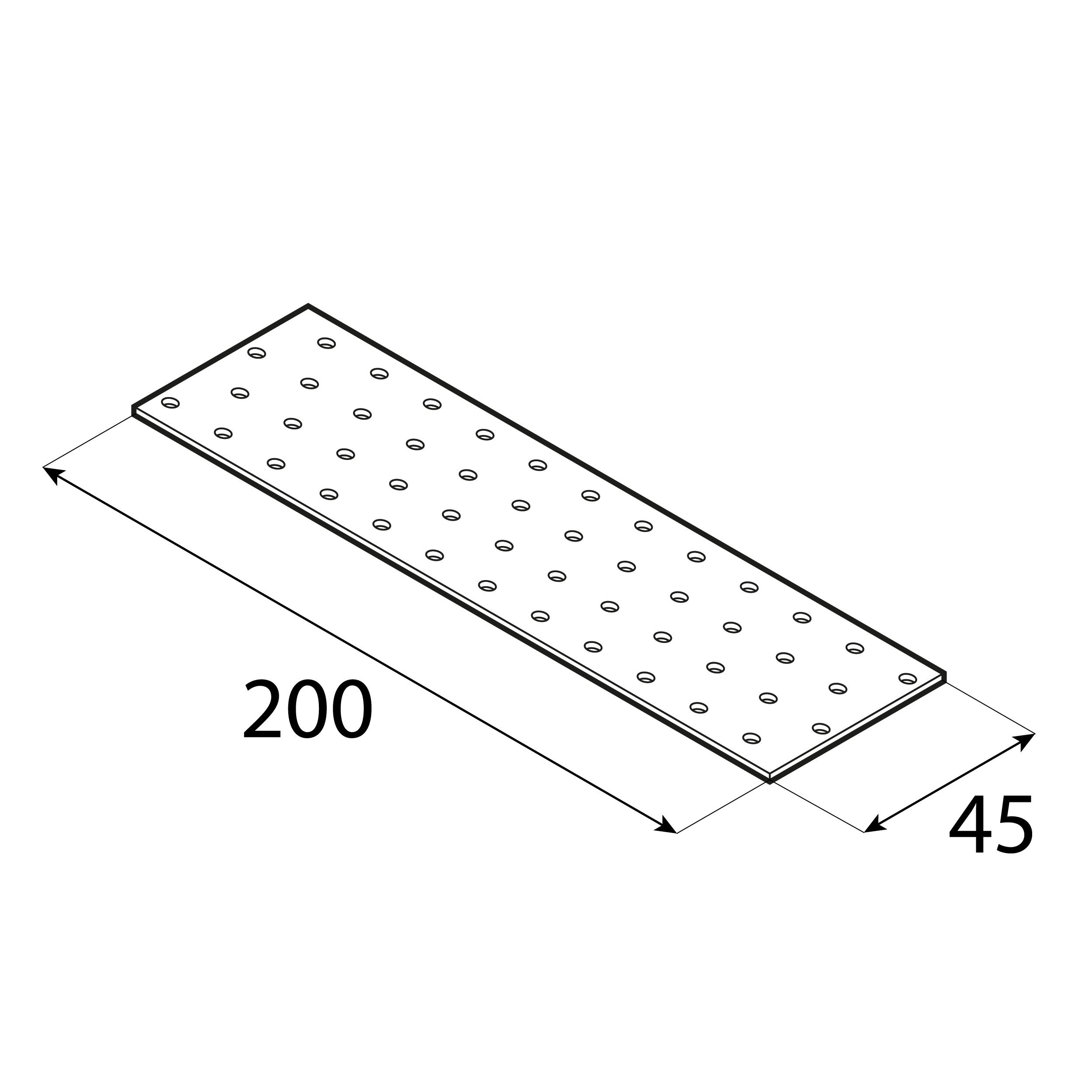 Płytka perforowana płaskownik PP 28, 200x40 mm, 2 mm, 40x200x2,0 mm, Stal konstrukcyjna DX51D, srebrny, ujęcie 2.
