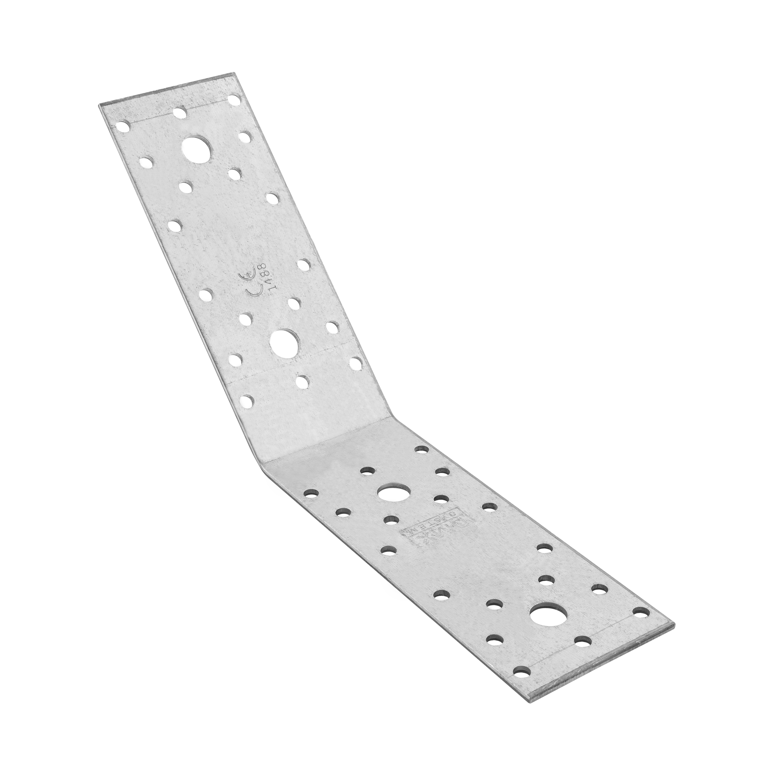 Kątownik ciesielski 135⁰ równoramienny KLR 6, 140x140x55 mm, 2, 5 mm, 140x140x55x2,5 mm, srebrny, Stal konstrukcyjna DX51D, w zestawie elementów.
