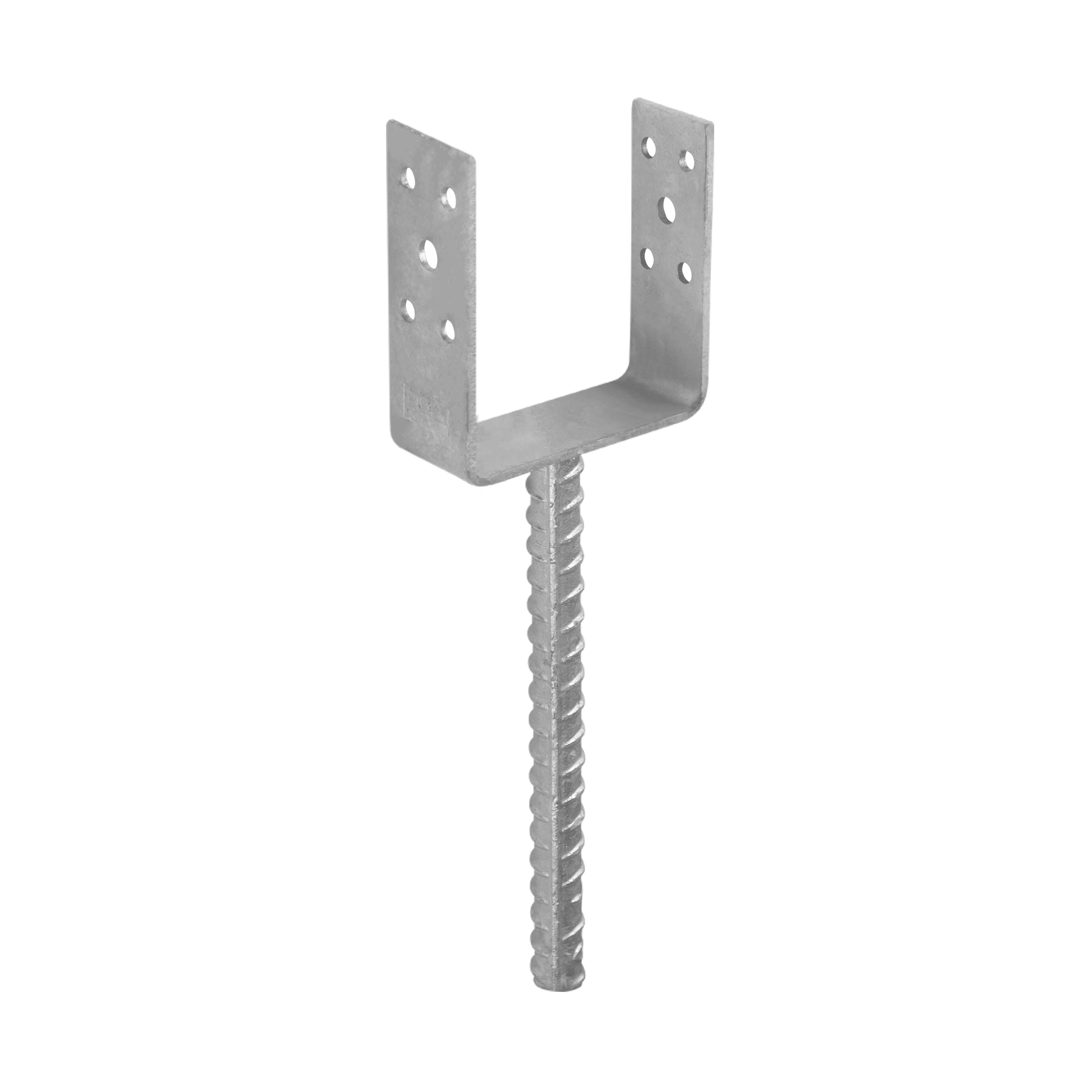 Podstawa słupa kotwa do betonu typ U lekka PSL |100 mm, srebrny, 101x100x40x4,0 mm, w zestawie elementów.
