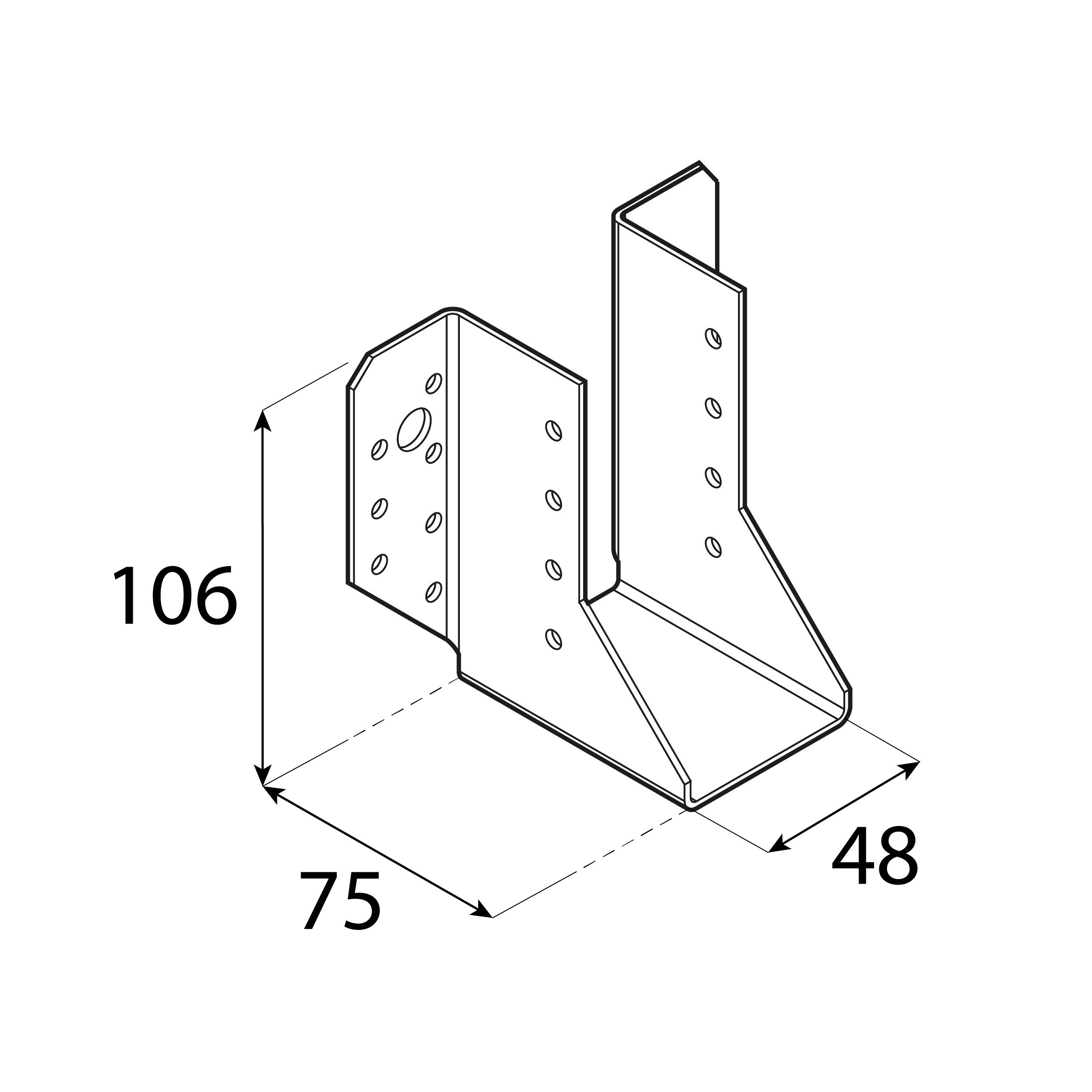 Wieszak belki uchwyt belki drewnianej - WB 53 | 48x106x75 mm | Srebrny Wieszak belki uchwyt belki drewnianej - WB 53 | 48x106x75 mm | Srebrny