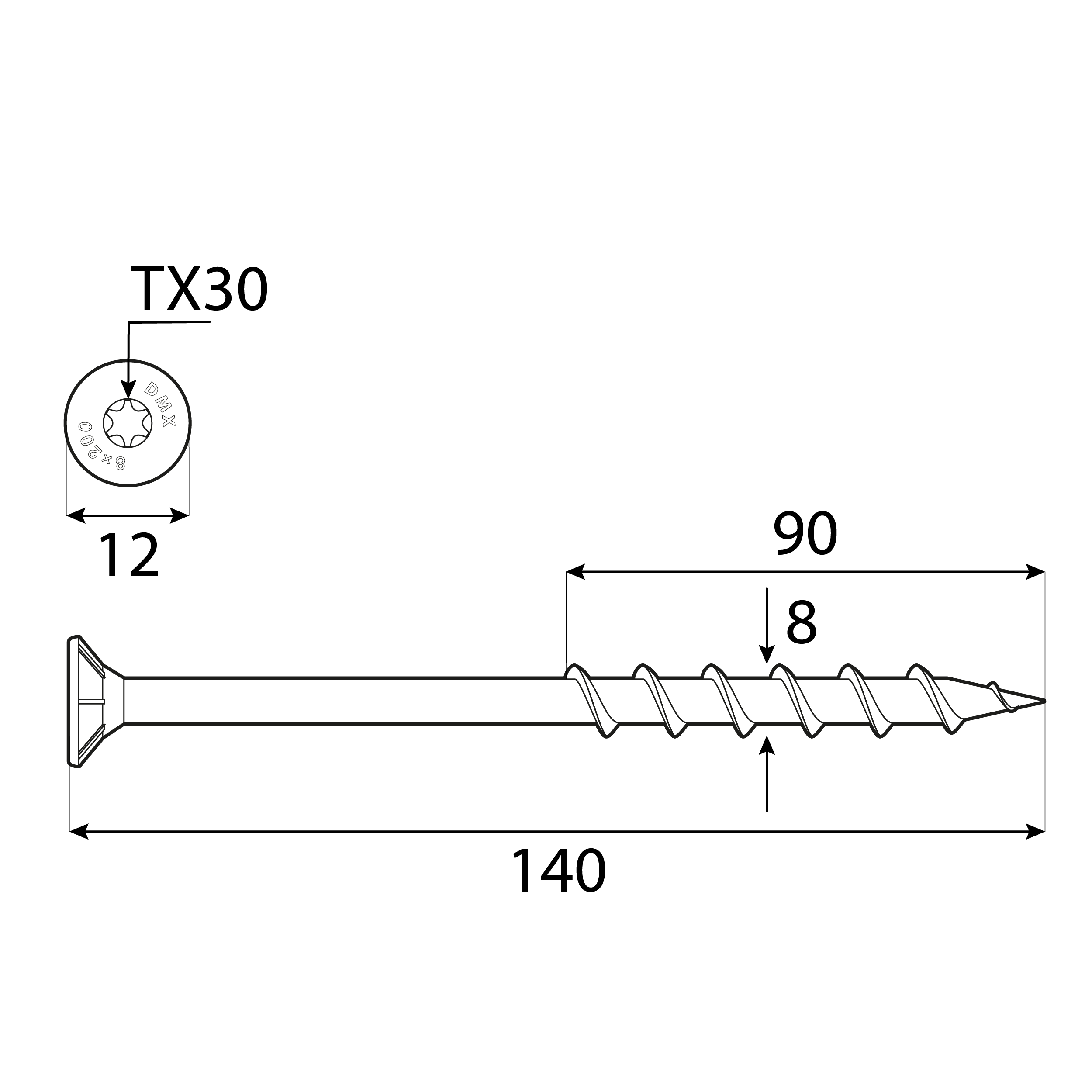 Wkręty do gazobetonu z łbem stożkowym TORX - GS | 8 x 140 mm | Srebrny | 50 szt Wkręty do gazobetonu z łbem stożkowym TORX GS, 8x140 mm, srebrny, 50 szt., 8x140 mm, Hartowana stal węglowa, ujęcie 1.