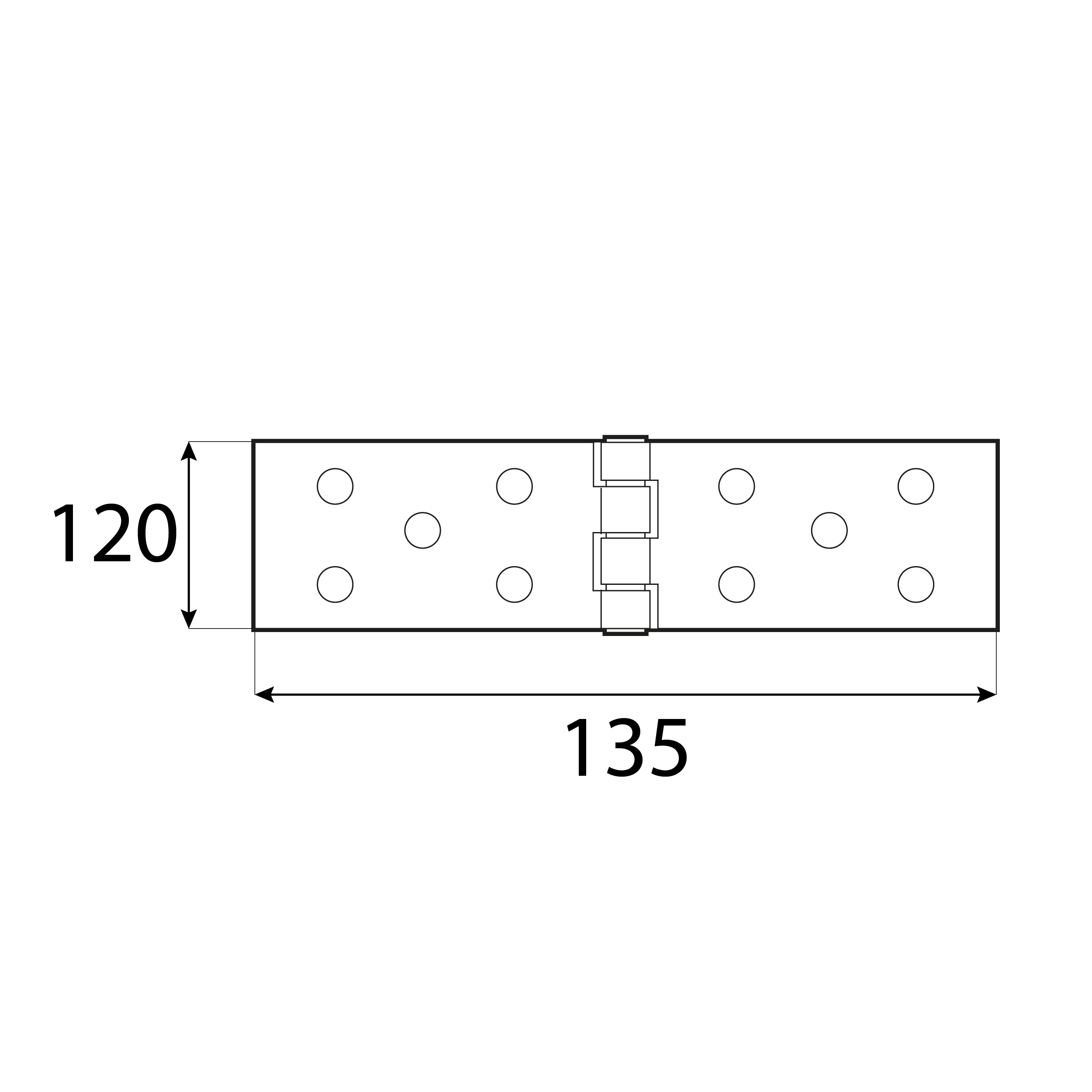 Zawias płaski budowlany splatany Z 135/120, 135 mm, Złoty, 120 mm, 135x120x2,5 mm 120.