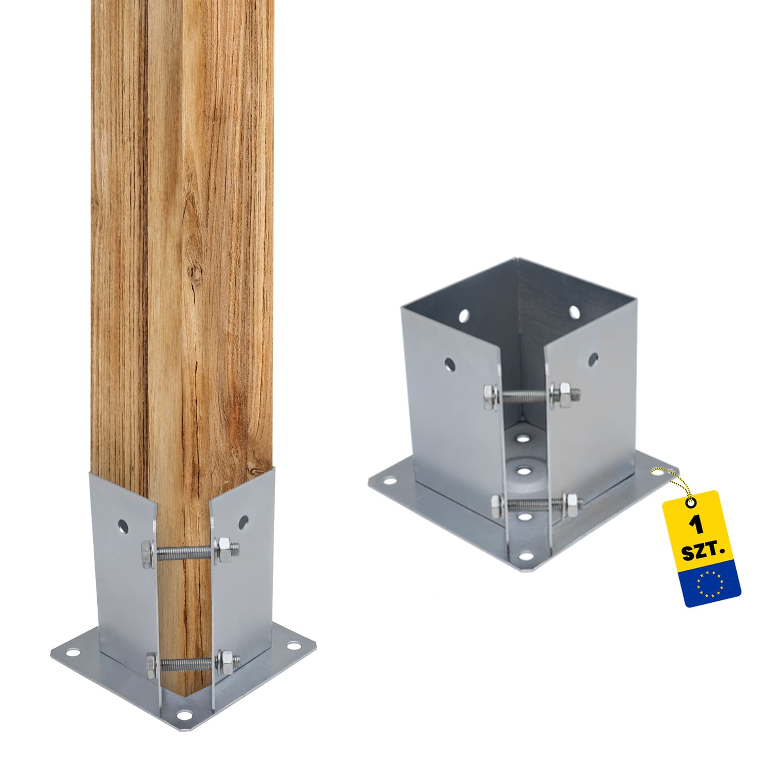 Podstawa słupa z podstawą prostokątną regulowana PSPA, 120 mm, srebrny.