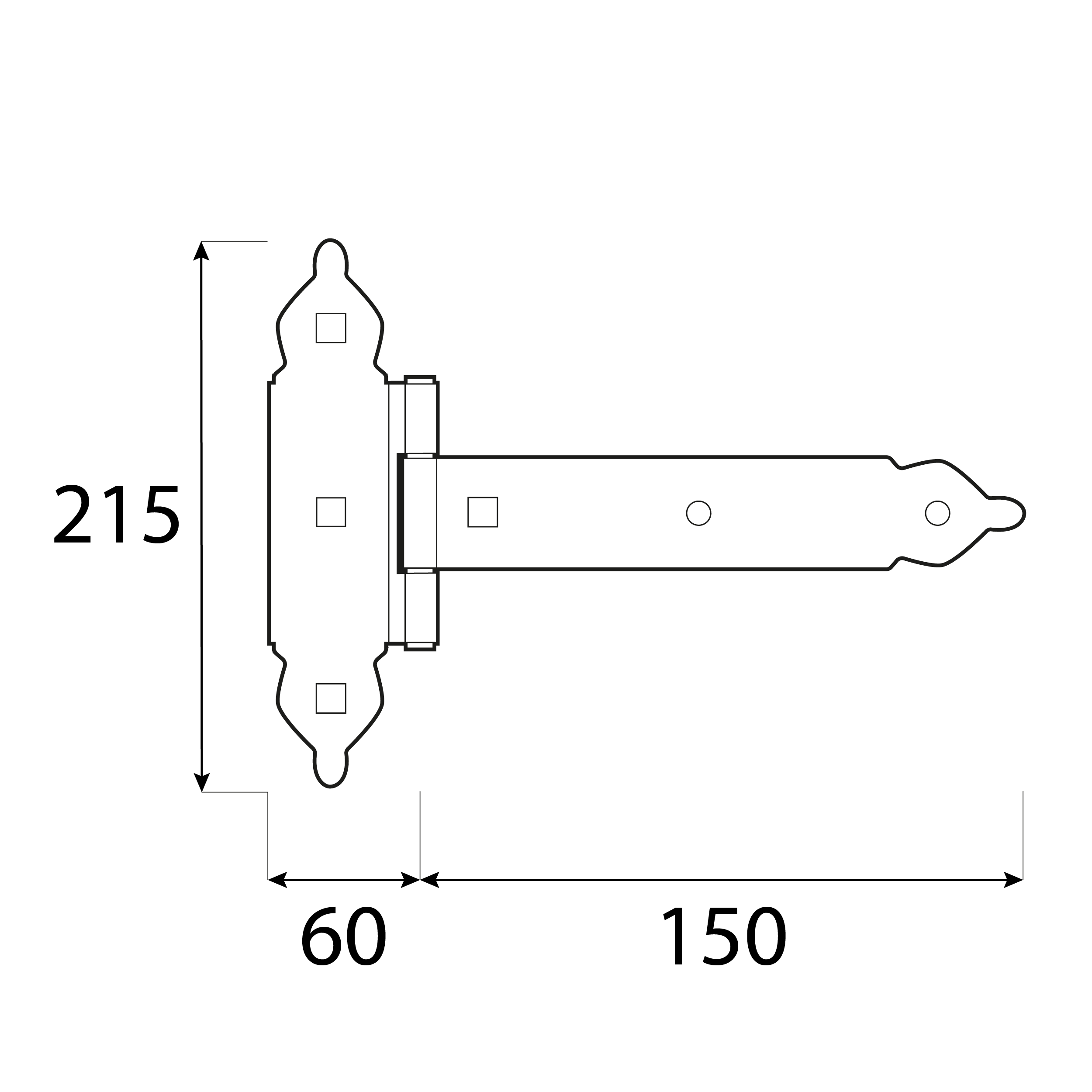 Zawias bramowy ozdobny z nakładką - ZBNO 150 | 150 mm | Złoty | 215 mm Zawias bramowy ozdobny z nakładką ZBNO 150, 150 mm, Złoty, 215 mm, 150x60x215x2,5 mm 2.
