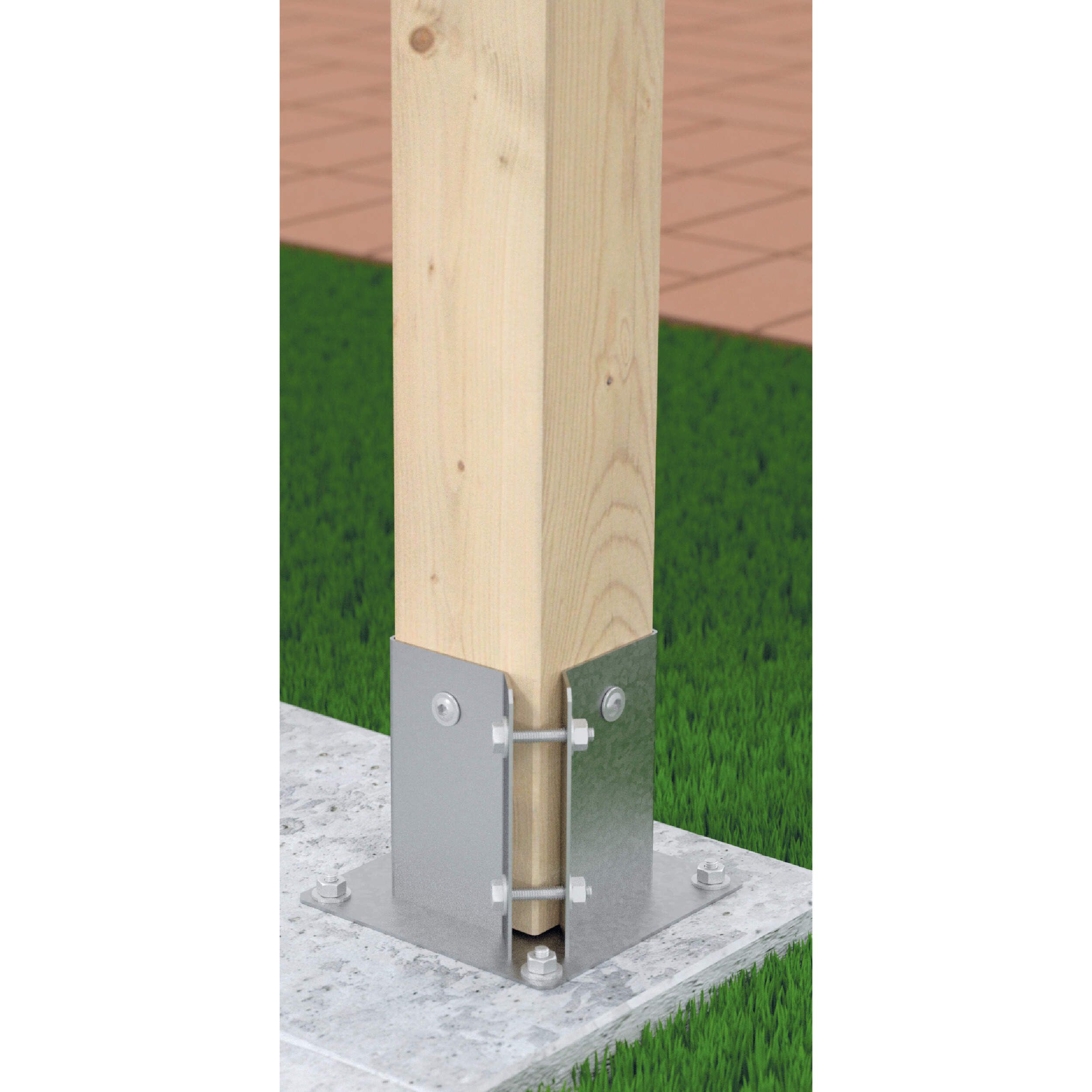 Podstawa słupa z podstawą prostokątną regulowana PSPA, 75 mm, srebrny, 76x150x2,0 mm 1.