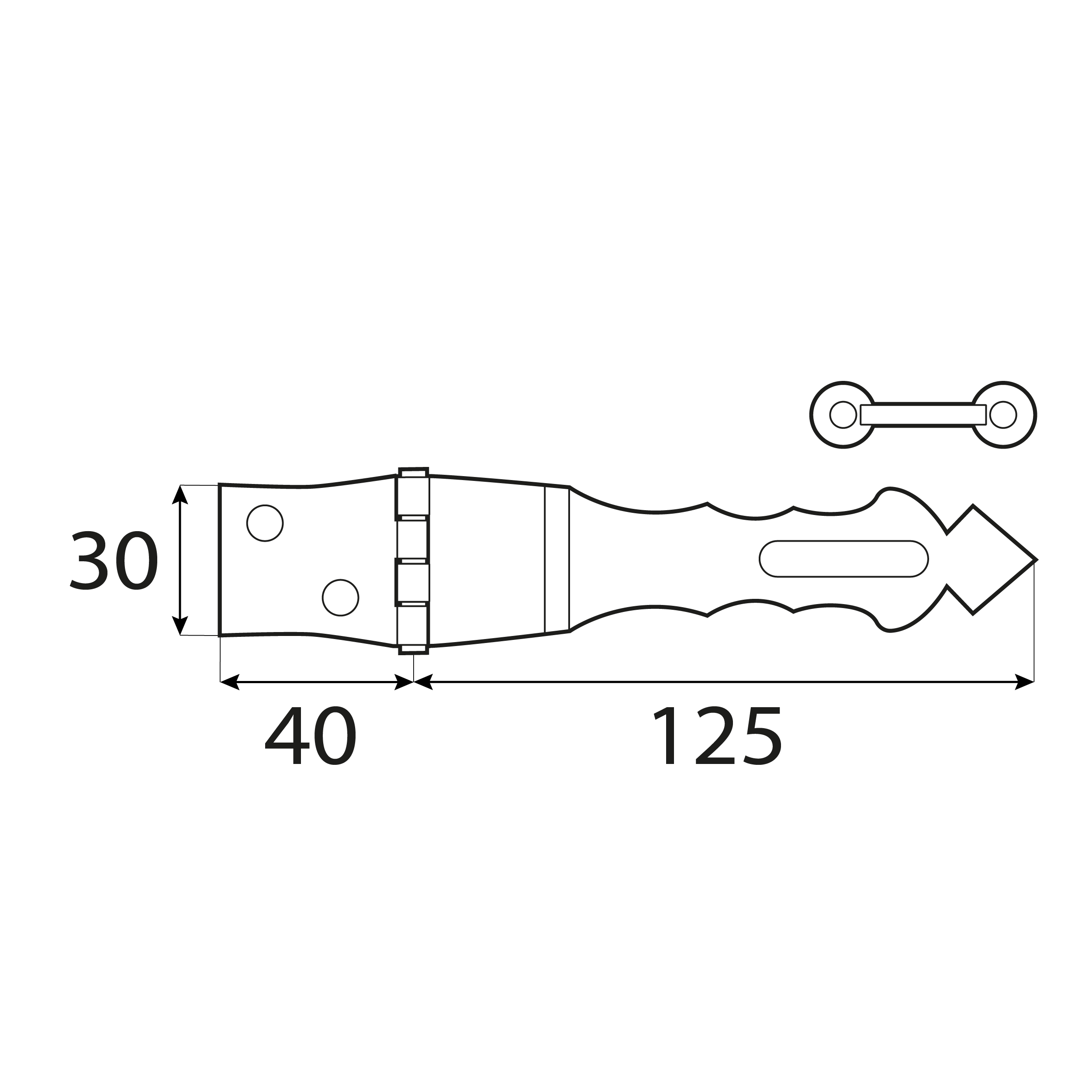Zawias ozdobny z zamknięciem - ZOZ | Złoty | 125 mm Zawias ozdobny z zamknięciem - ZOZ | Złoty | 125 mm