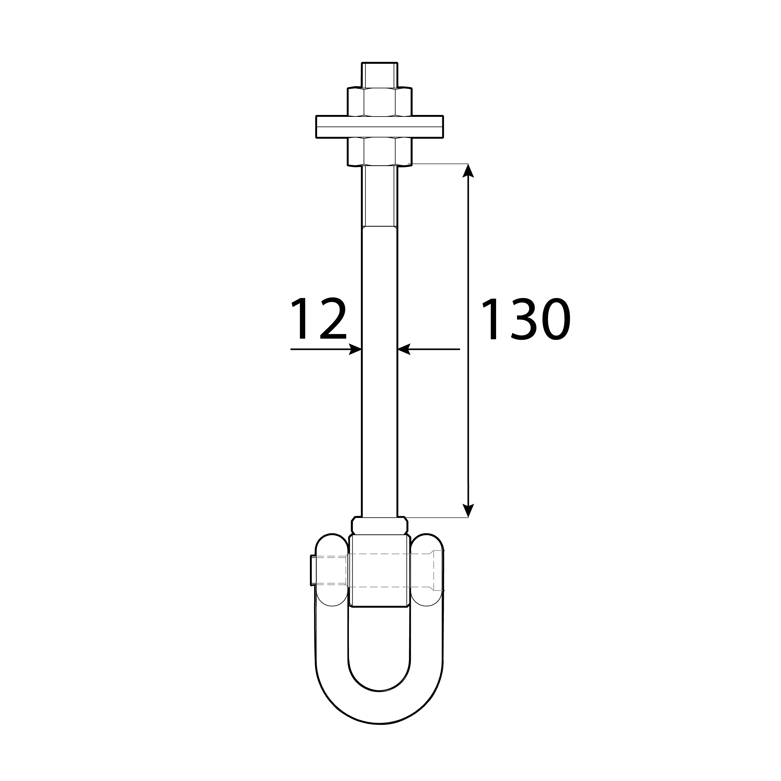Hak huśtawkowy z szelką zawiesie mocowanie typ C - MHC | 130 mm | M12 Hak huśtawkowy z szelką zawiesie mocowanie typ C - MHC | 130 mm | M12
