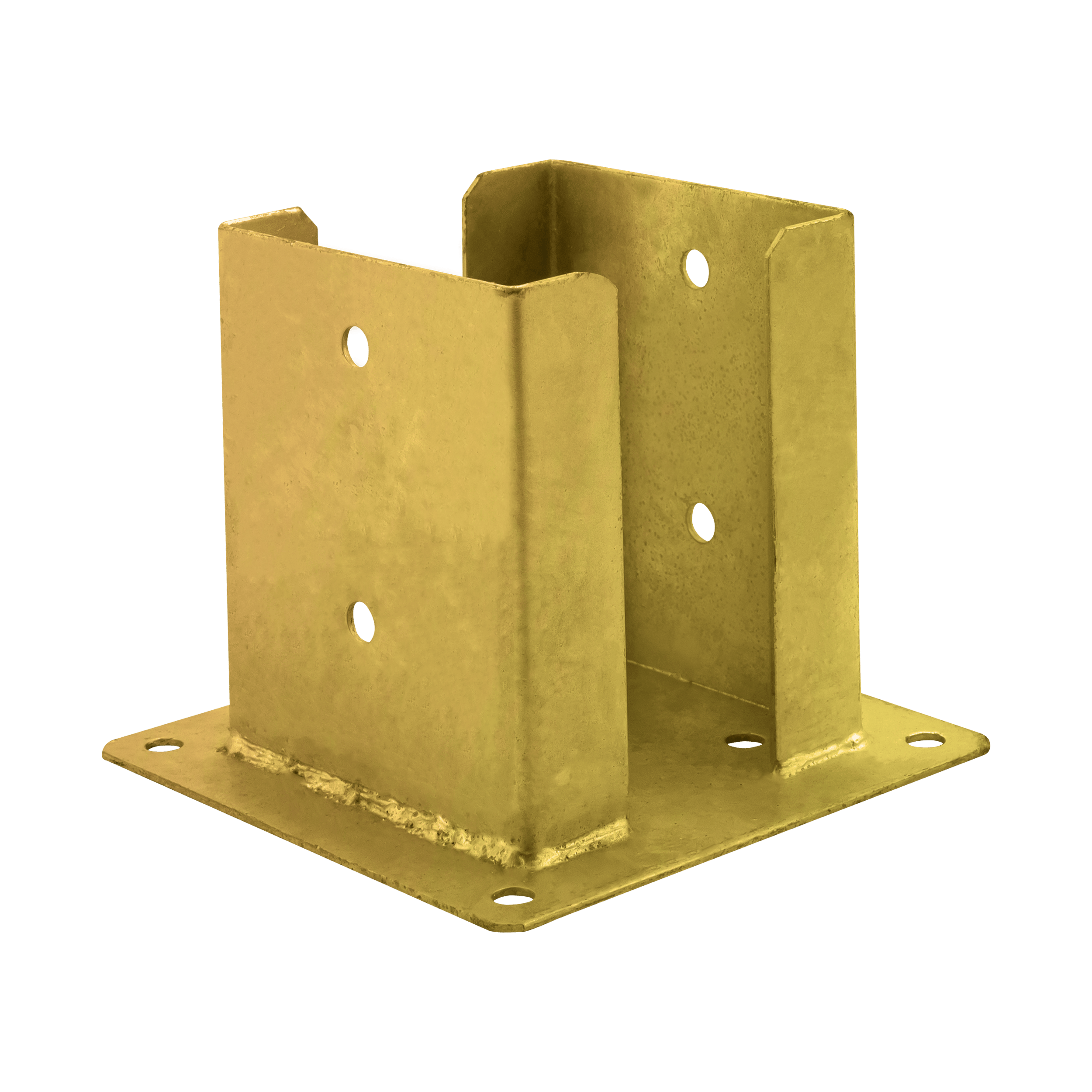 Podstawa słupa kotwa przykręcana podwójna z podstawą prostokątną PSPD, 100 mm, Złoty, 101x150x2,5 mm.