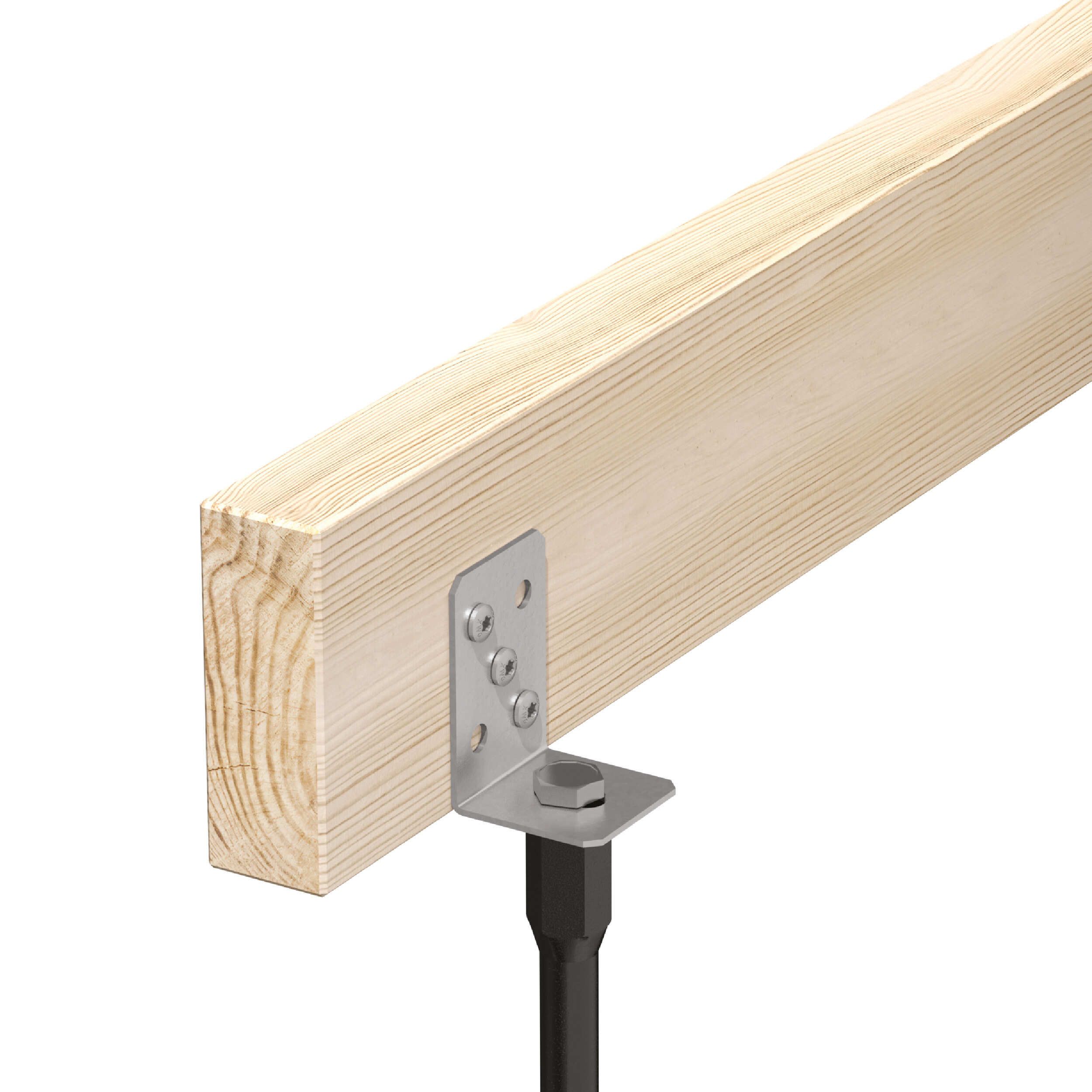 Kątownik z regulacją do kotwy wkręcanej PWT - KRS 2 Kątownik KRS 2, 90x60x60x2,5 mm, w montażu.