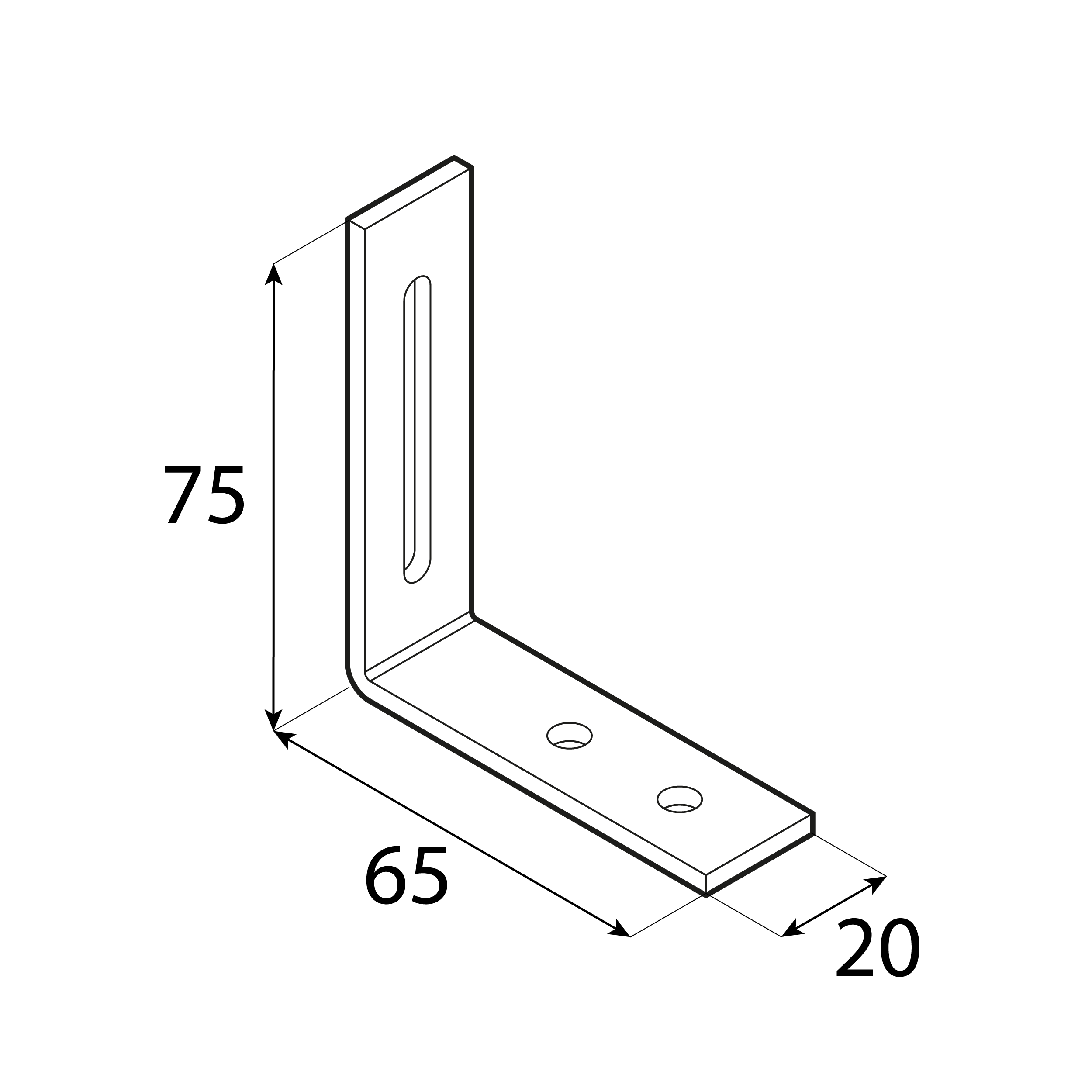 Kątownik uniwersalny stalowy z regulacją - KR 1 | 75x65x20 mm | 3 mm Kątownik uniwersalny stalowy z regulacją - KR 1 | 75x65x20 mm | 3 mm